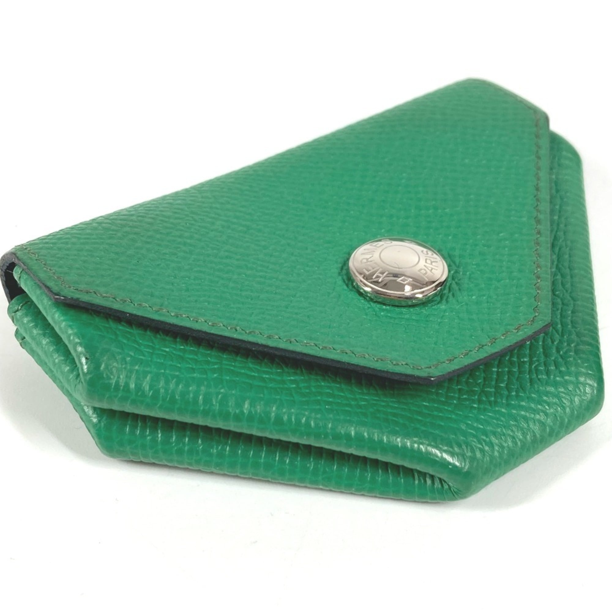 Hermes Green Navy Leather Coin Purse/Coin Case (Pre-Owned)