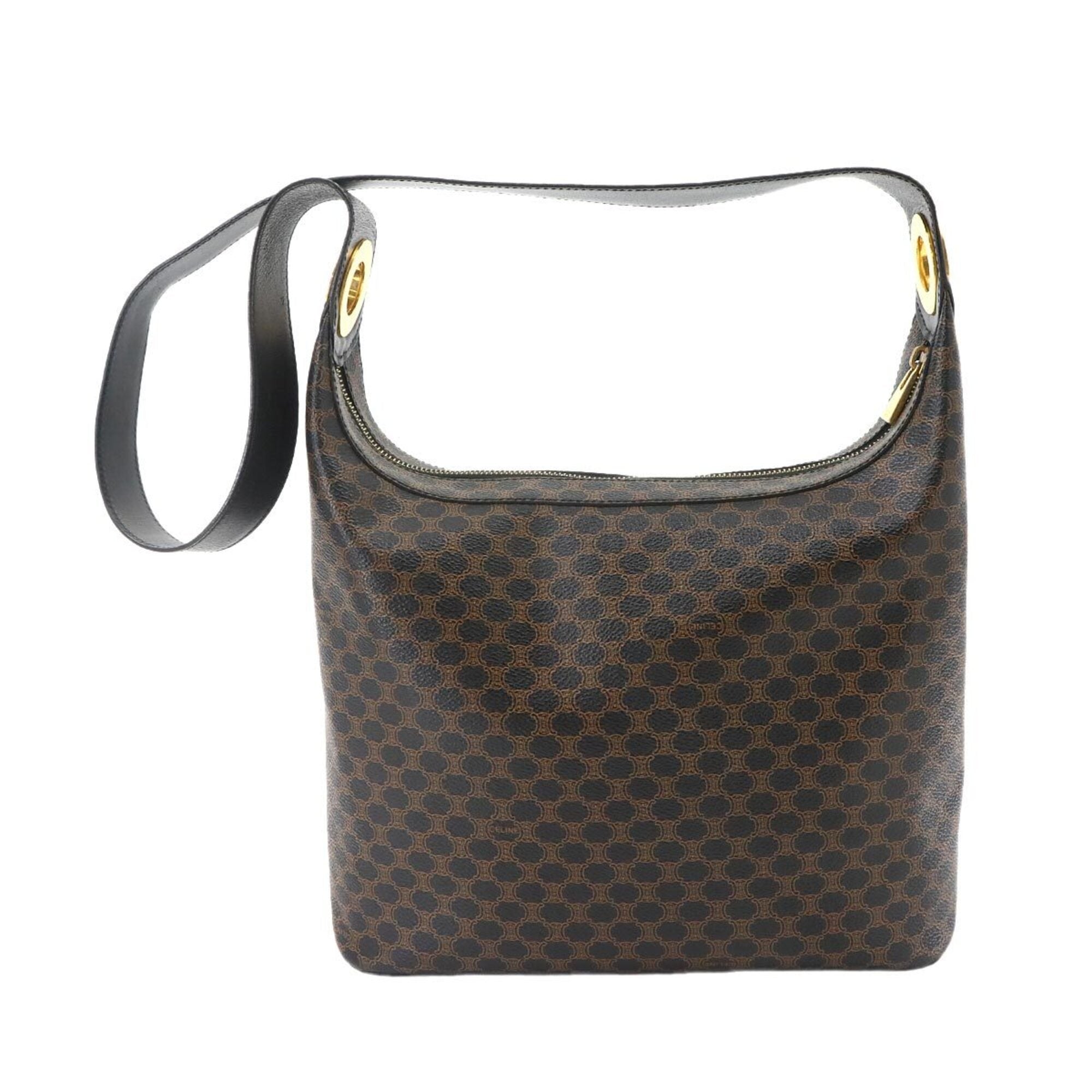 Celine Macadam Black Brown Pvc Leather Handbag Shoulder Bag (Pre-Owned)