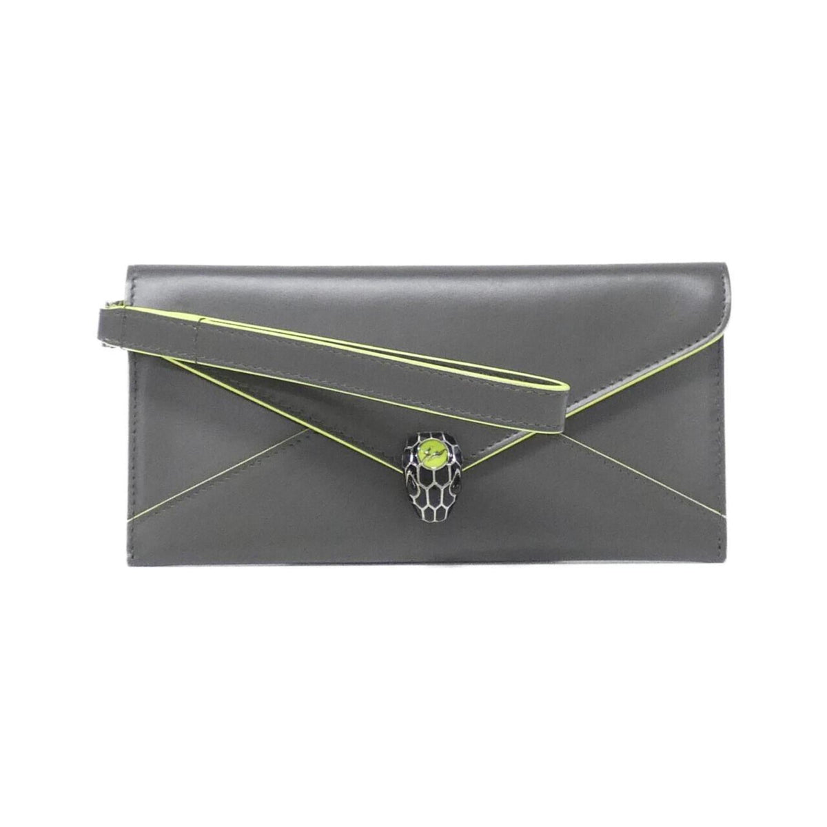 Bvlgari Gray Green Leather Long Wallet (Bi-Fold) (Pre-Owned)