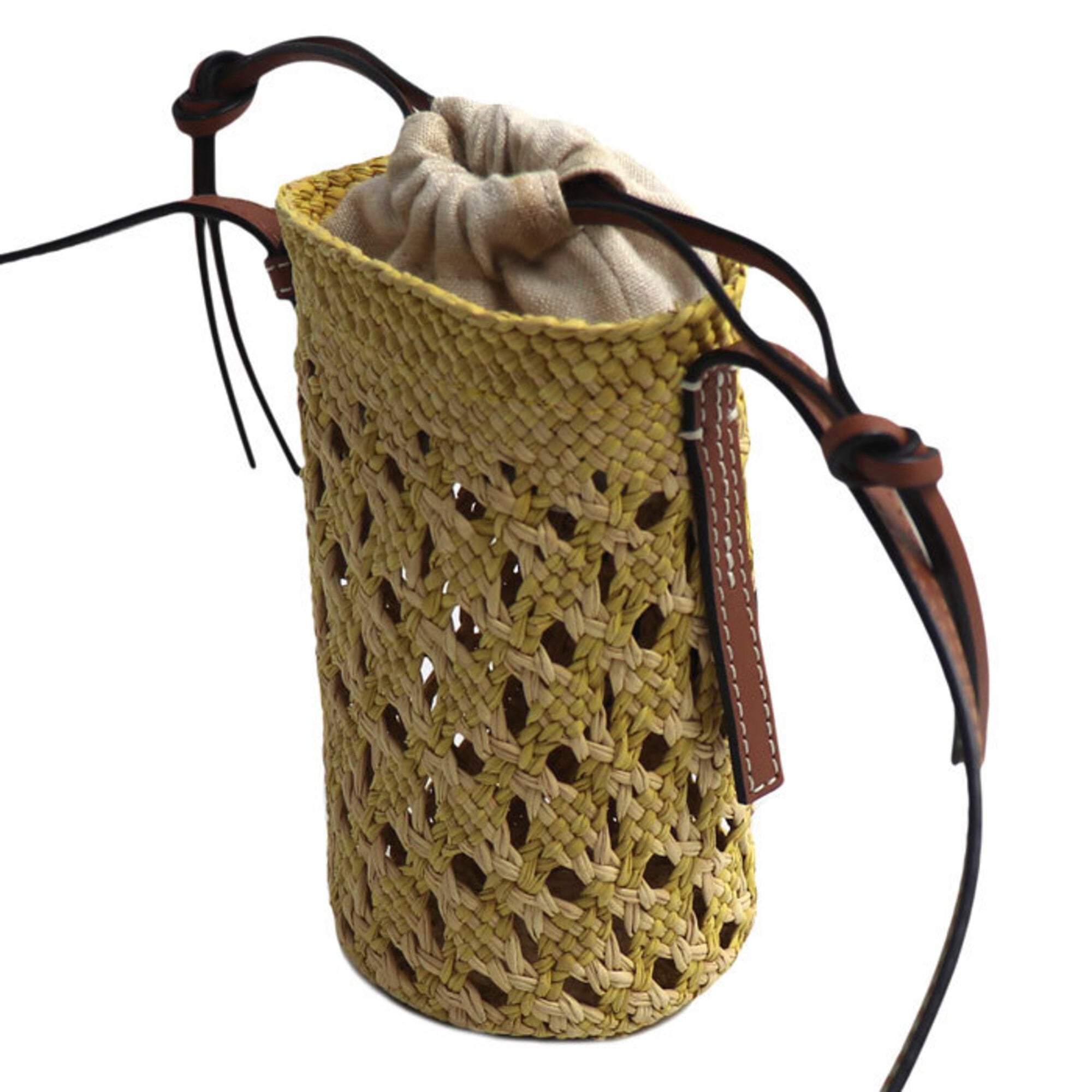 Loewe Yellow Raffia Leather Shoulder Bag (Pre-Owned)