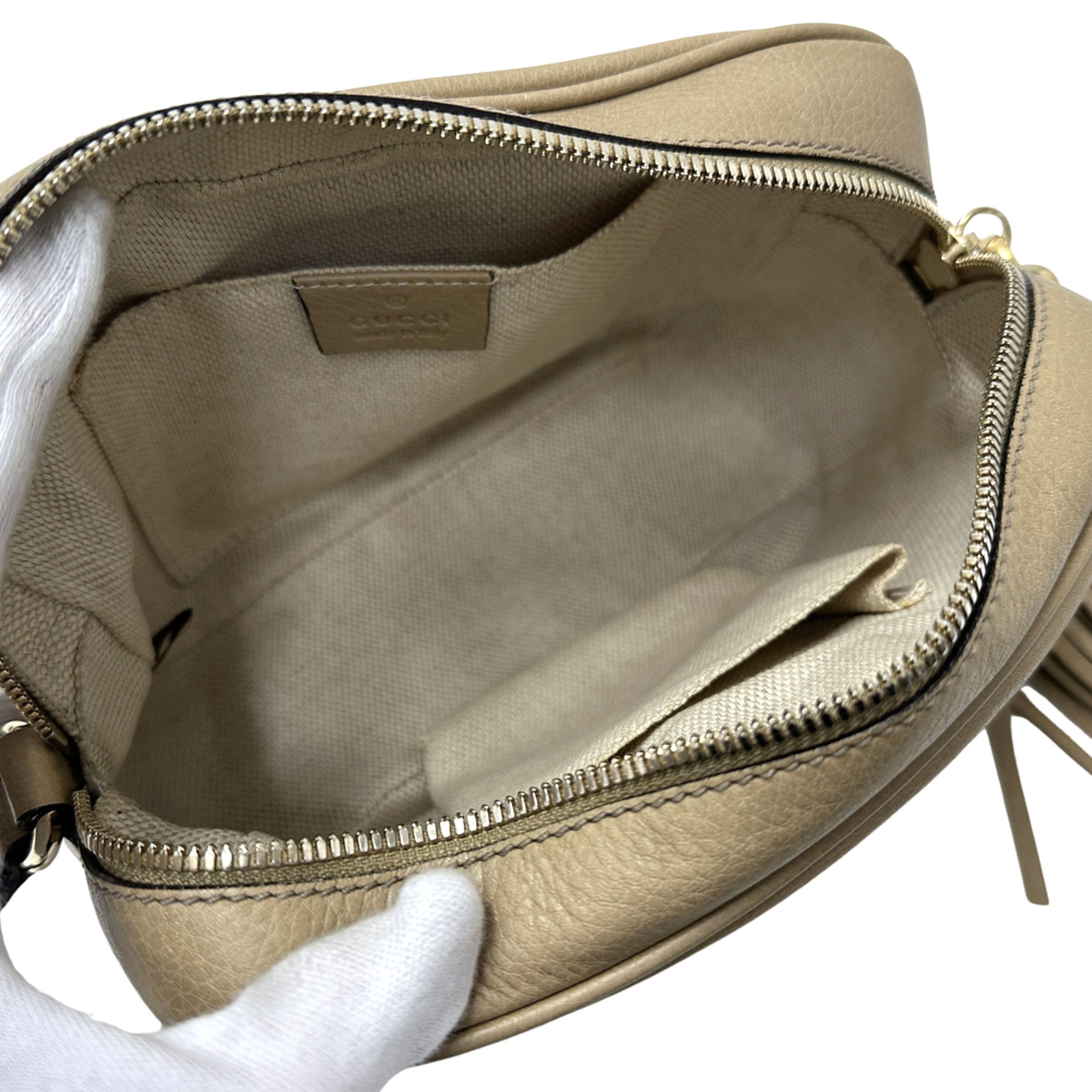 Gucci Beige Leather Handbag Shoulder Bag (Pre-Owned)