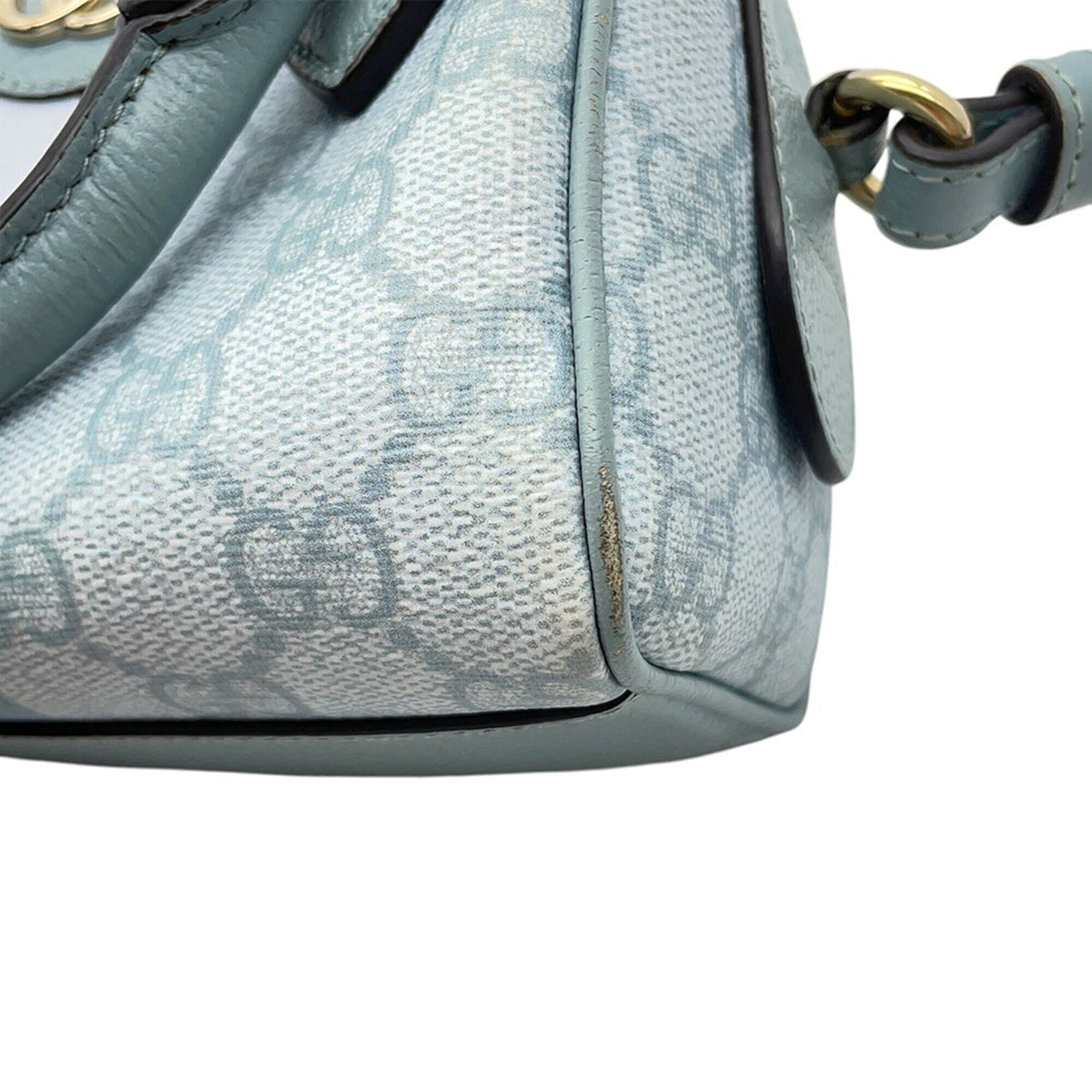 Gucci Light Blue Gg Supreme Leather Boston Bag Handbag Shoulder Bag (Pre-Owned)