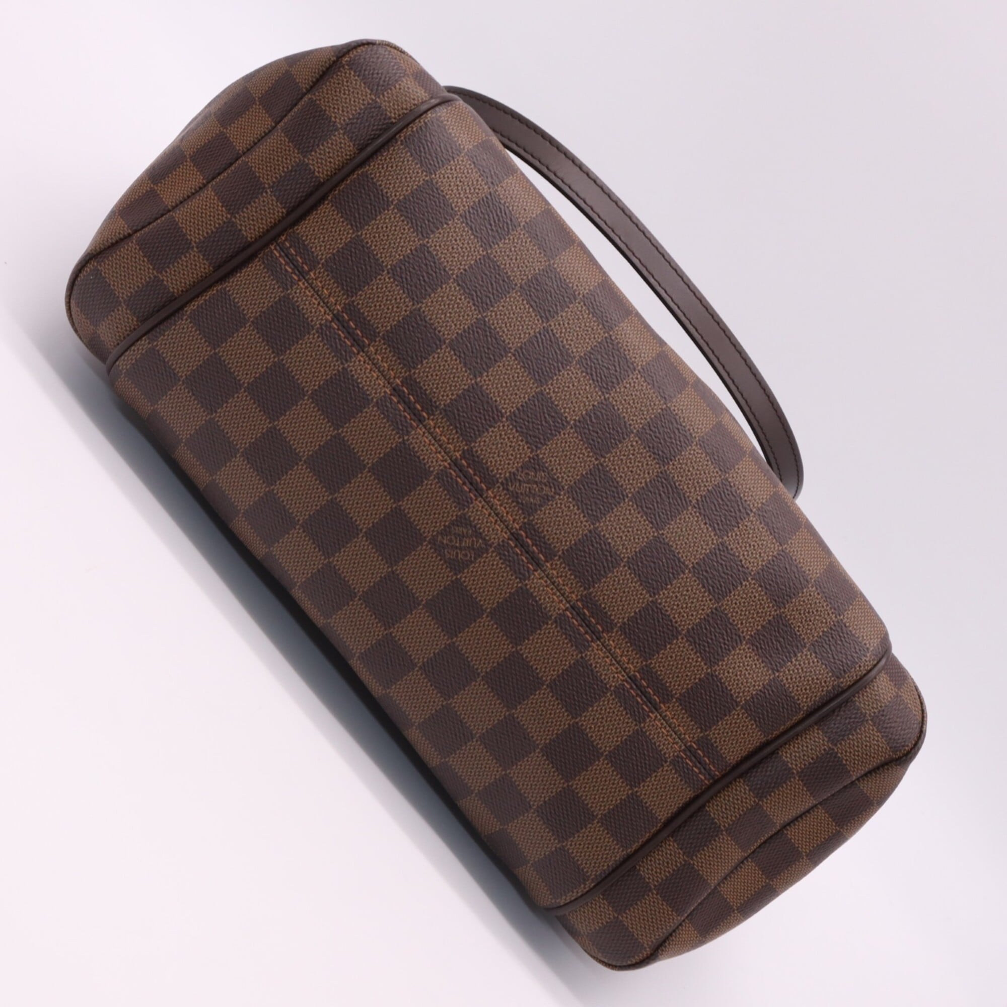 Louis Vuitton Beige Brown Coated Canvas Leather Handbag (Pre-Owned)