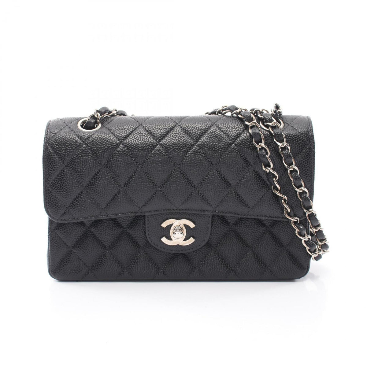 Chanel Black Grained Calfskin Handbag Shoulder Bag (Pre-Owned)