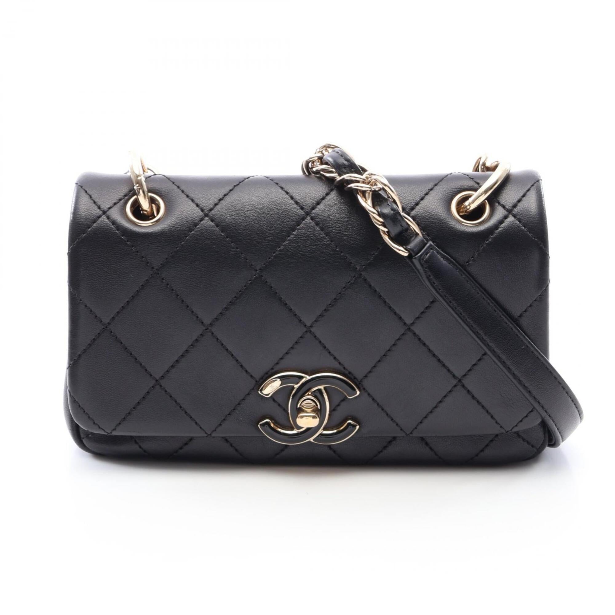 Chanel Black Leather Handbag Shoulder Bag (Pre-Owned)