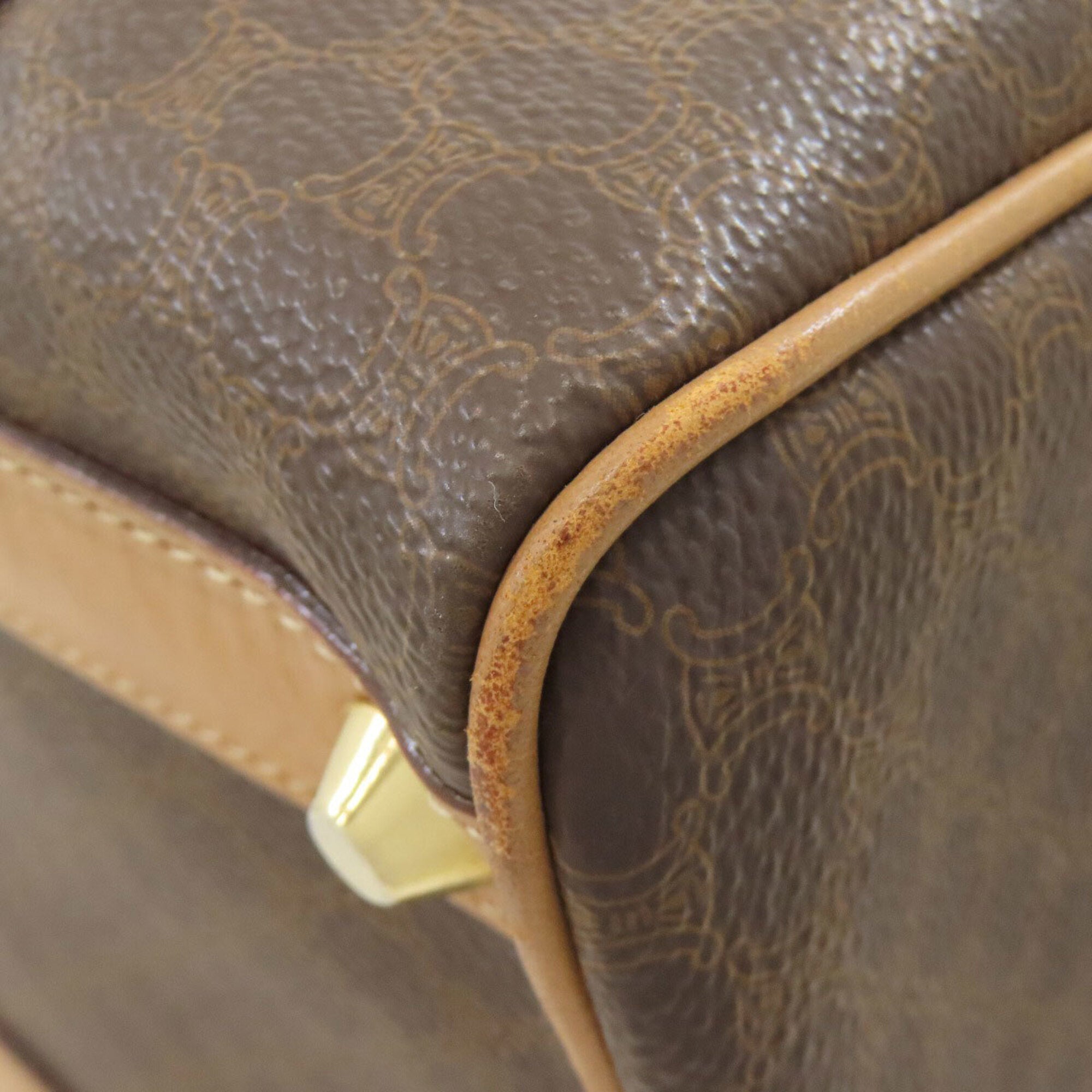 Celine Brown Pvc Leather Boston Bag Handbag (Pre-Owned)