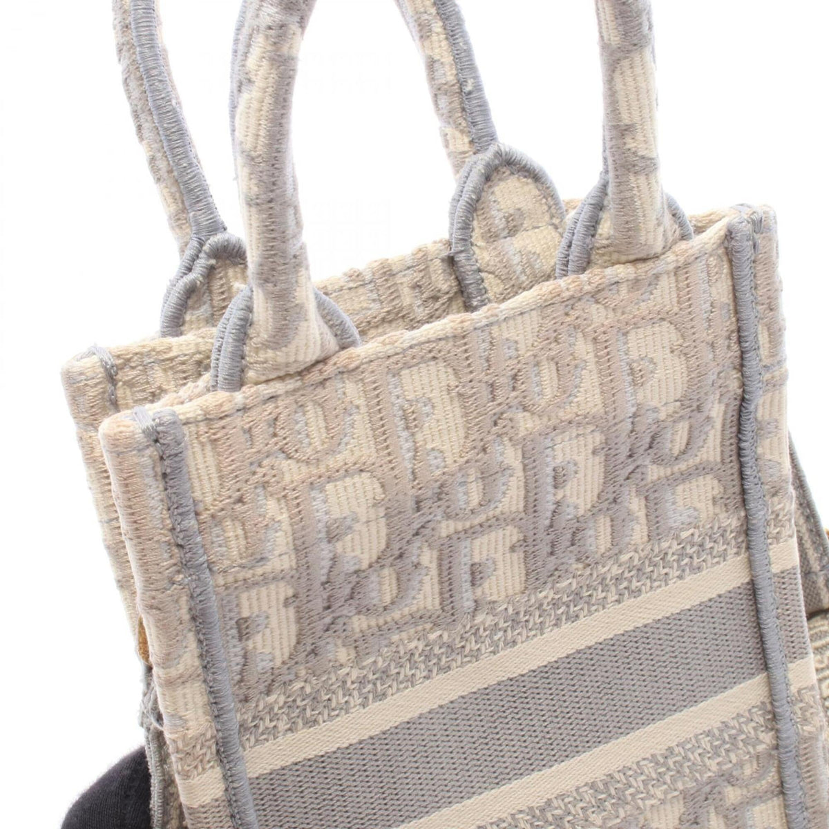 Christian Dior Gray White Canvas Handbag Tote Bag (Pre-Owned)