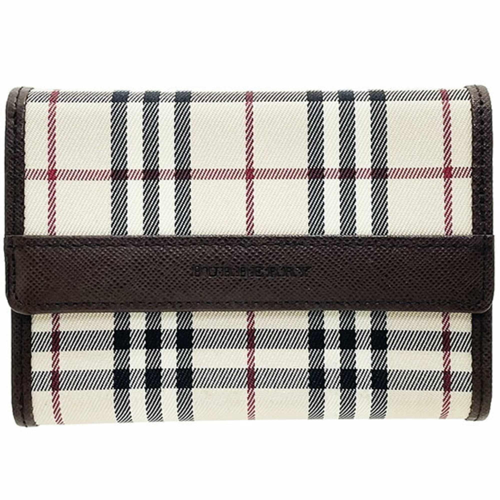 Burberry Light Beige Nylon Leather Wallet (Tri-Fold) (Pre-Owned)
