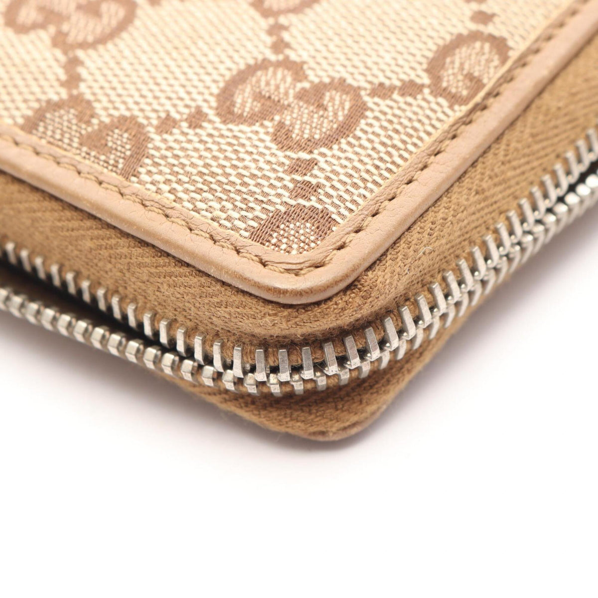 Gucci Beige Brown Gg Canvas Leather Long Wallet (Bi-Fold) (Pre-Owned)