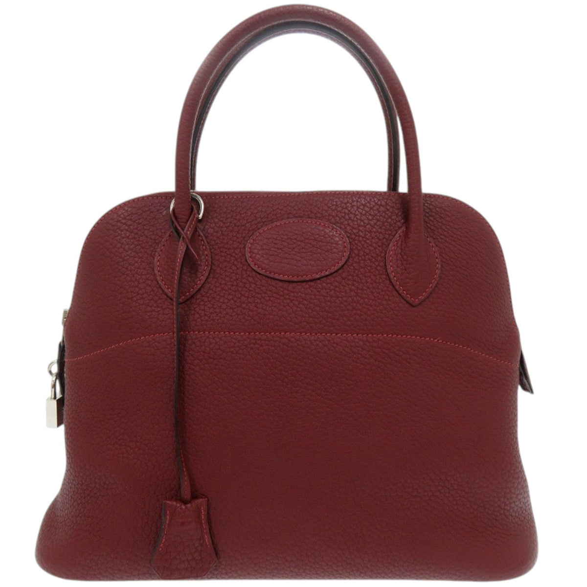 Hermes Rouge H Taurillon Clemence Leather Handbag (Pre-Owned)