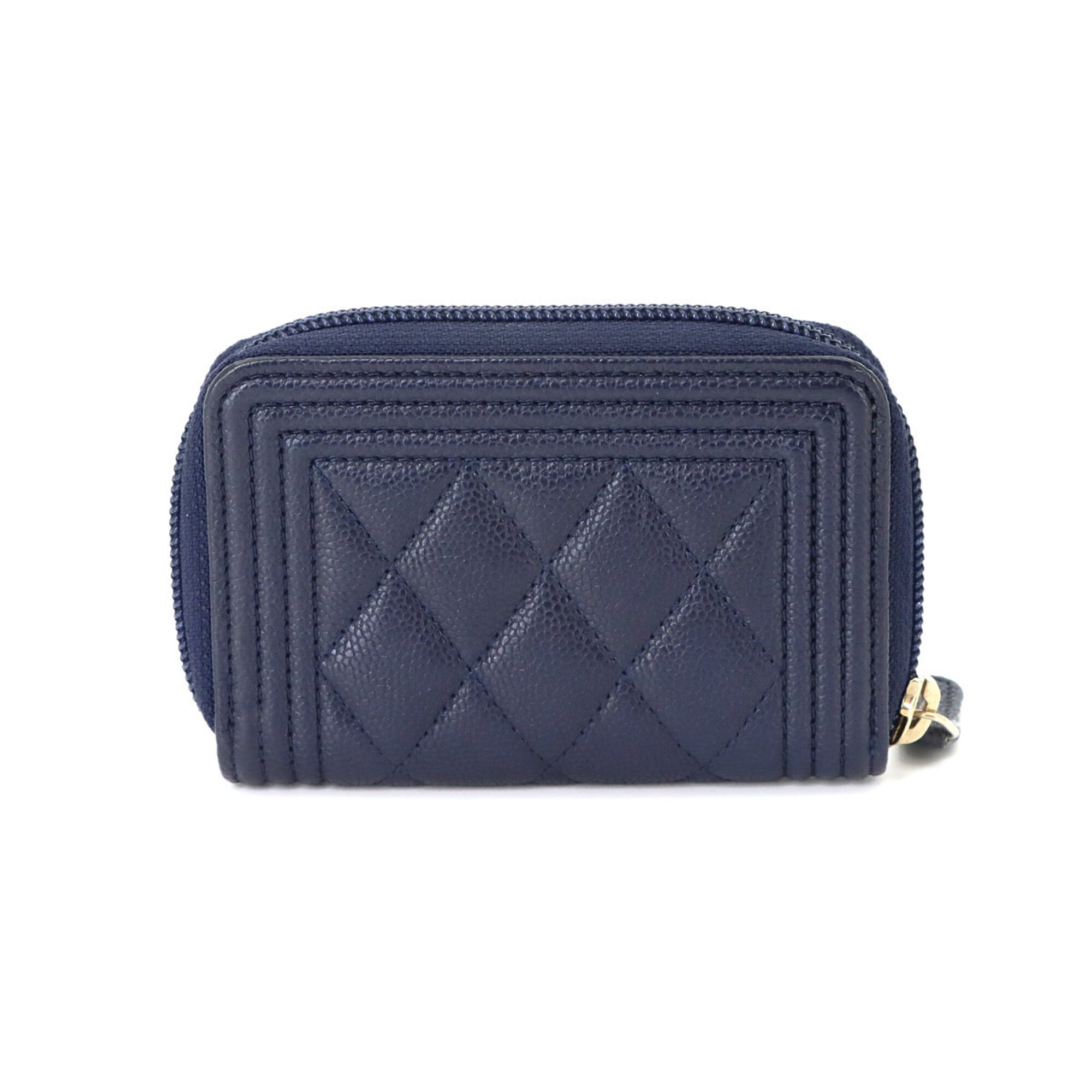 Chanel Navy Grained Calfskin Coin Purse/Coin Case (Pre-Owned)