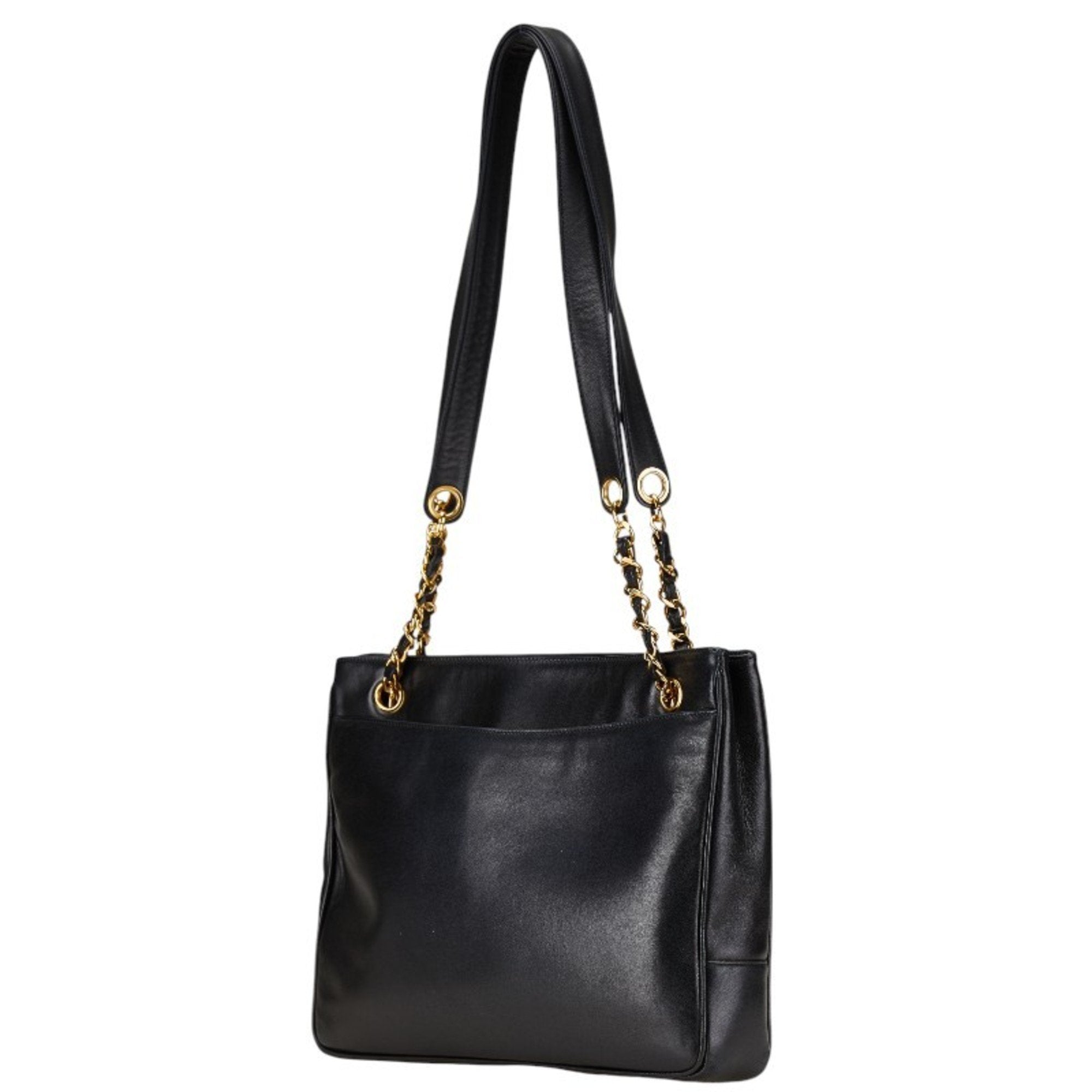 Chanel Black Leather Shoulder Bag Tote Bag (Pre-Owned)
