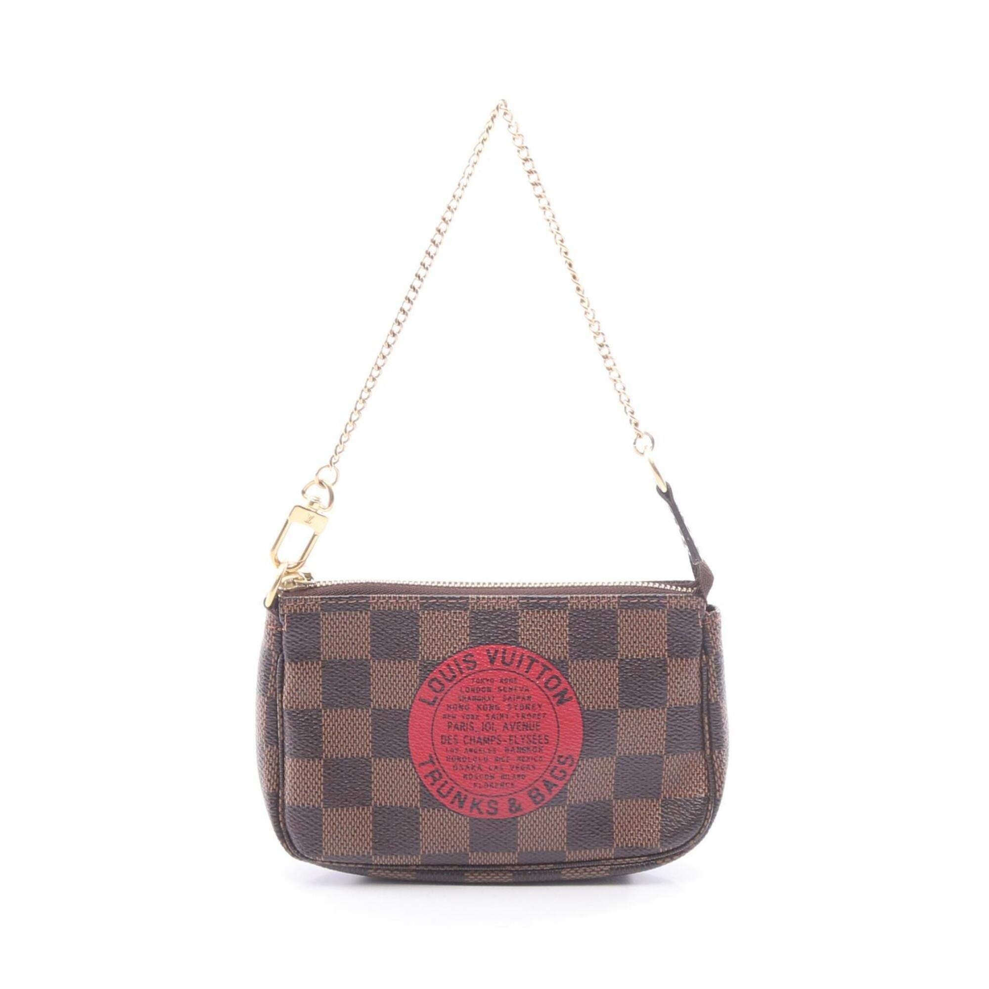 Louis Vuitton Brown Damier Canvas Red Color Damier Canvas Handbag Pochette (Pre-Owned)