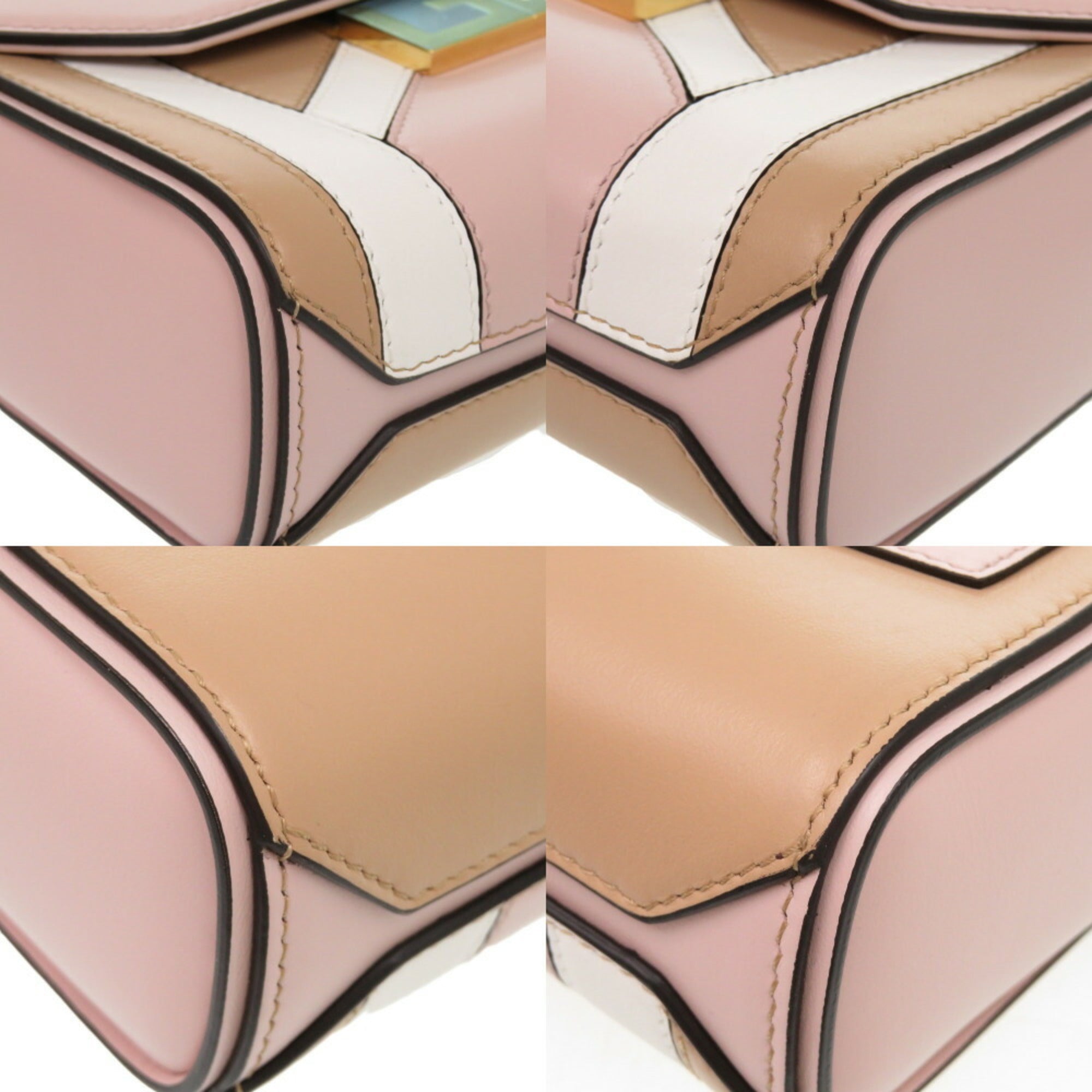 Givenchy Brown Pink White Leather Shoulder Bag (Pre-Owned)