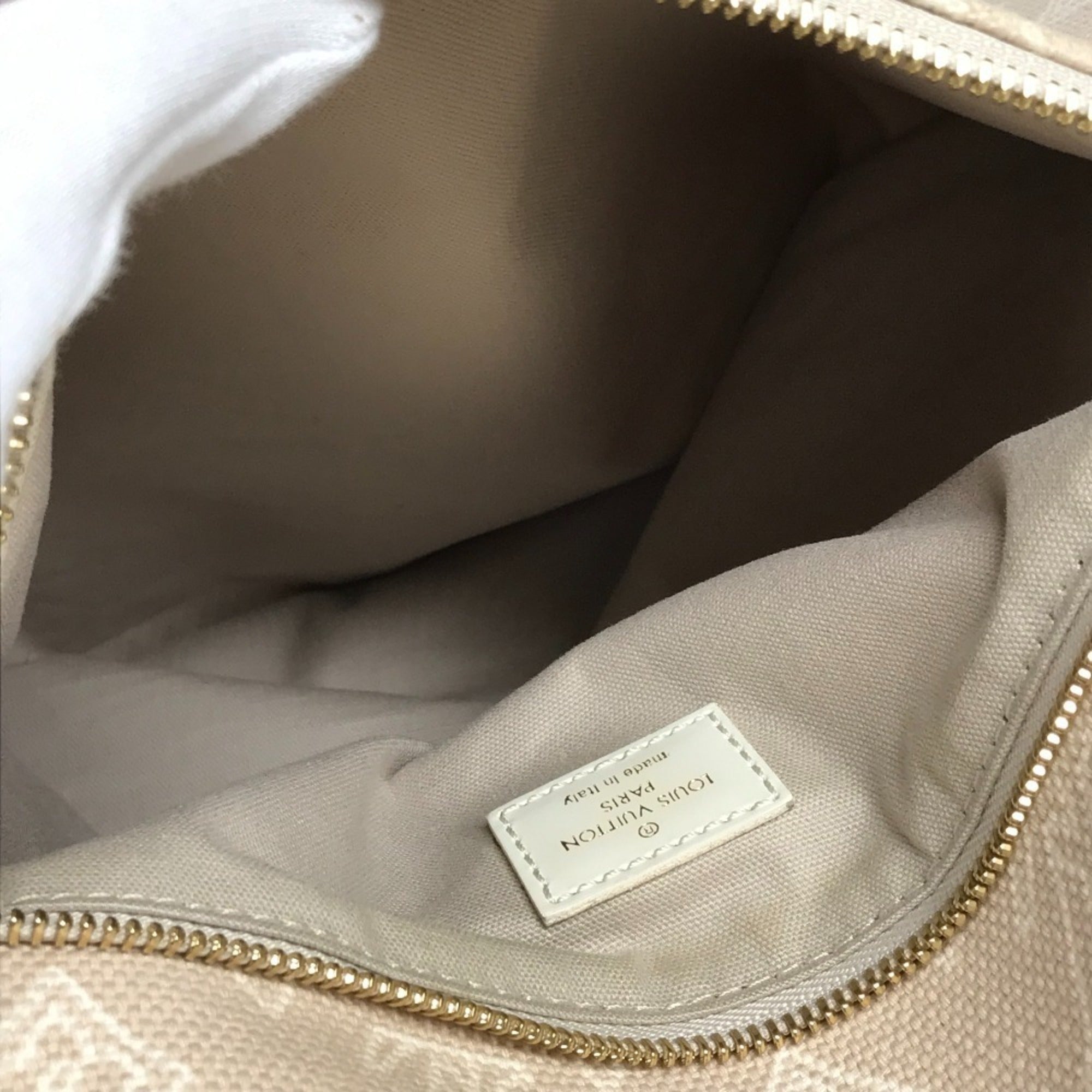 Louis Vuitton Pink Beige Canvas Leather Handbag Pouch Shoulder Bag (Pre-Owned)