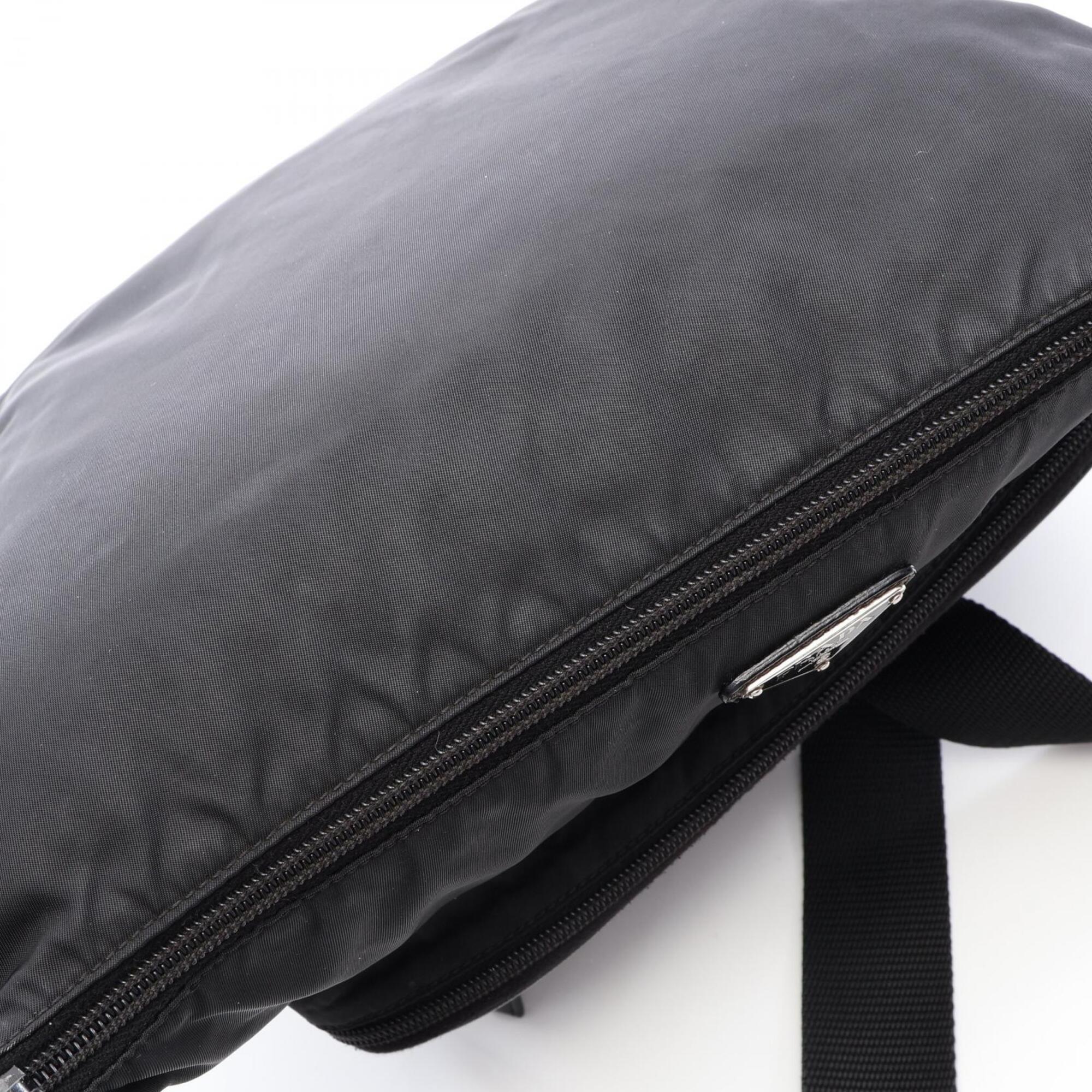 Prada Black Nylon Leather Handbag Shoulder Bag (Pre-Owned)