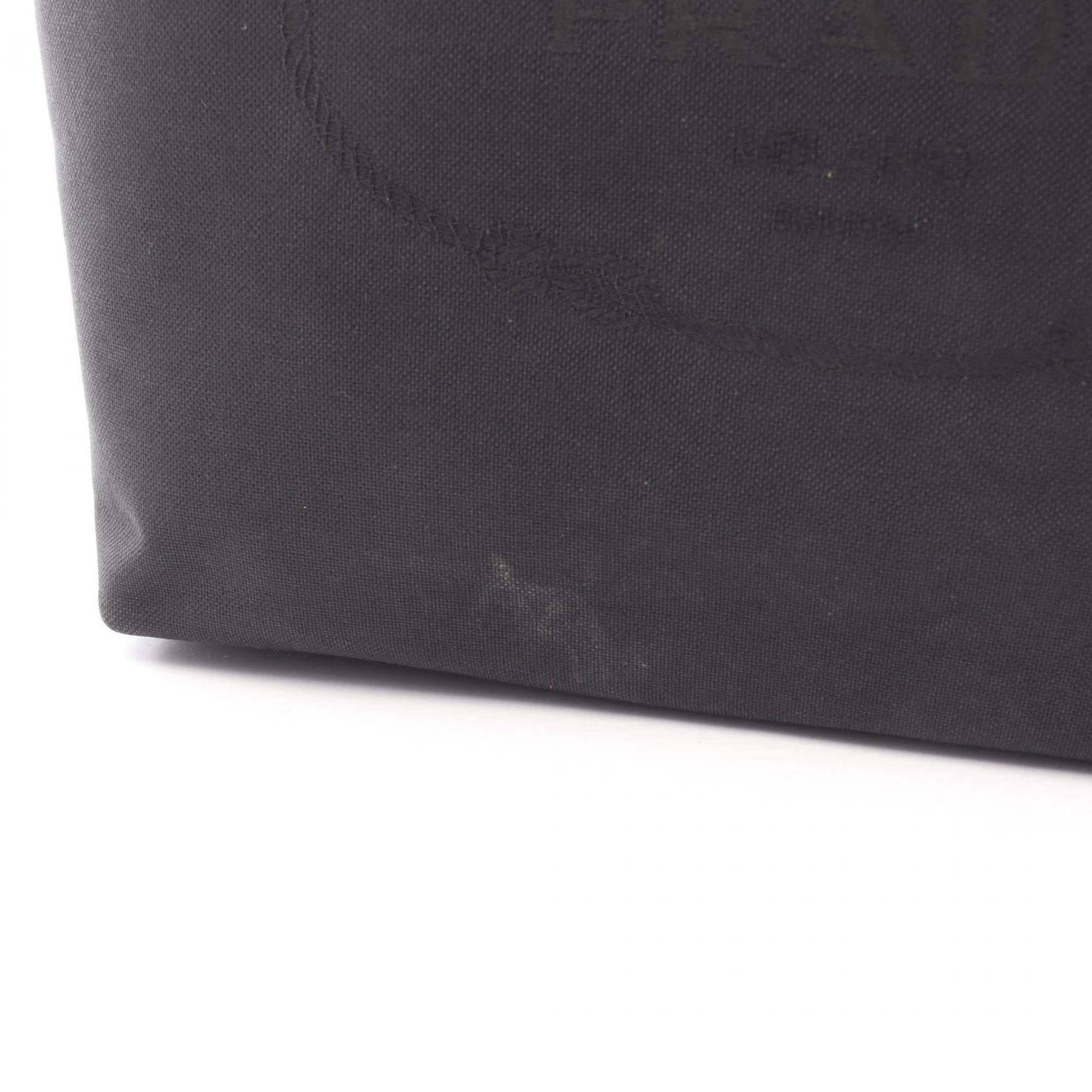 Prada Black Canvas Leather Tote Bag (Pre-Owned)