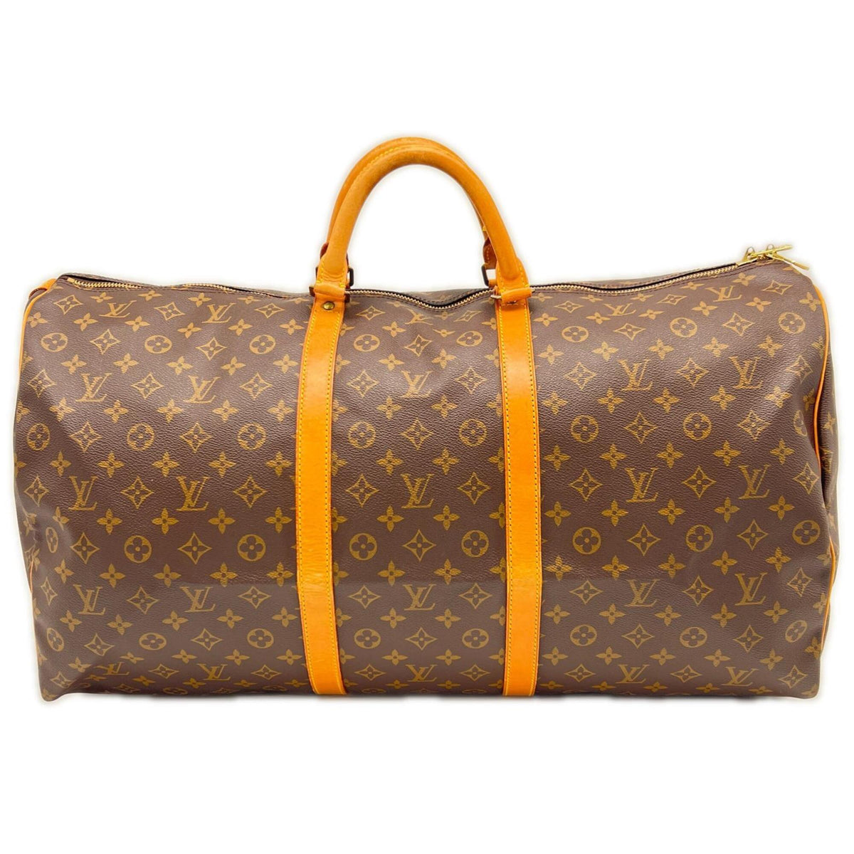 Louis Vuitton Monogram Beige Brown Coated Canvas Leather Boston Bag (Pre-Owned)