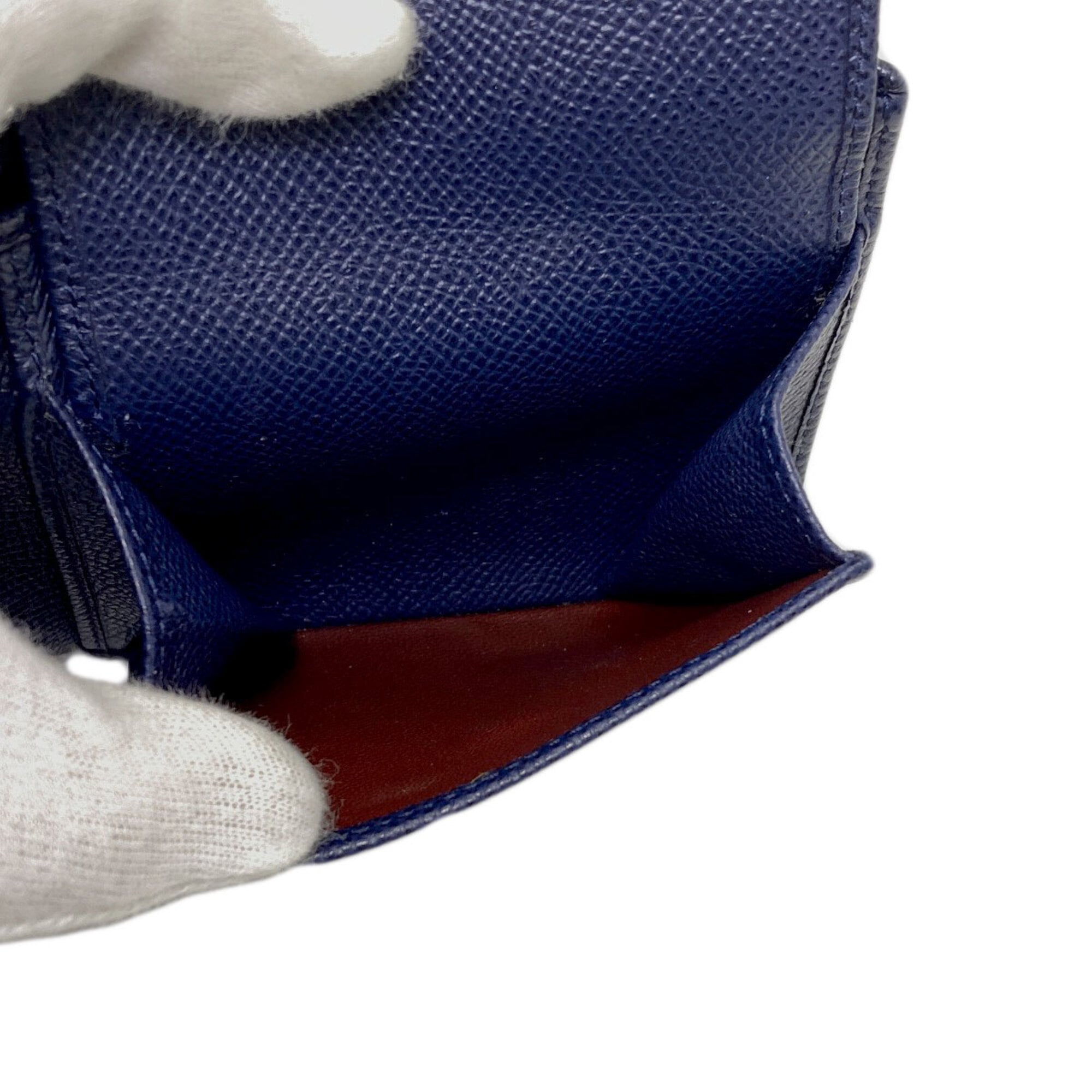 Bvlgari Navy Leather Wallet (Bi-Fold) (Pre-Owned)