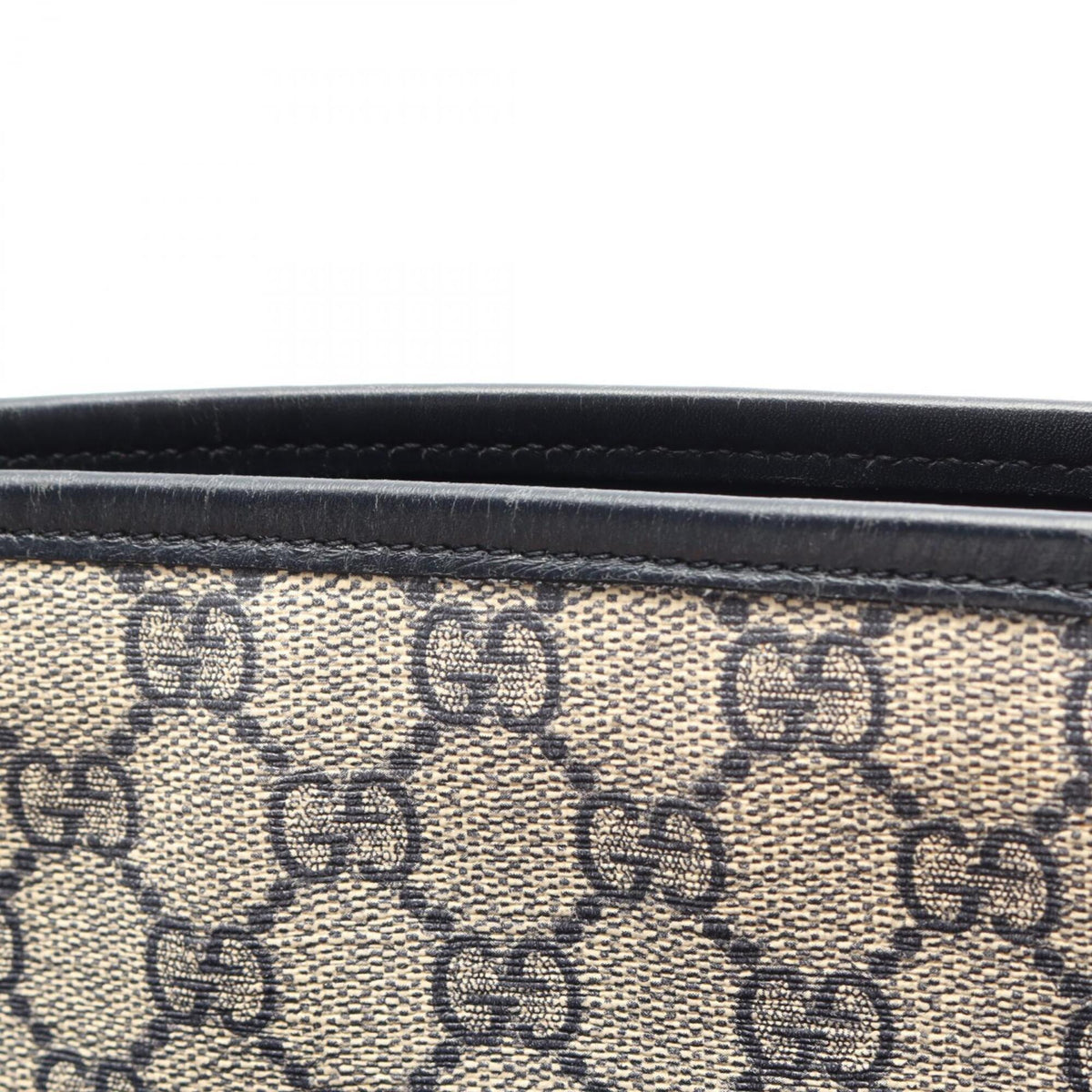 Gucci Beige Navy Pvc Leather Handbag Shoulder Bag (Pre-Owned)