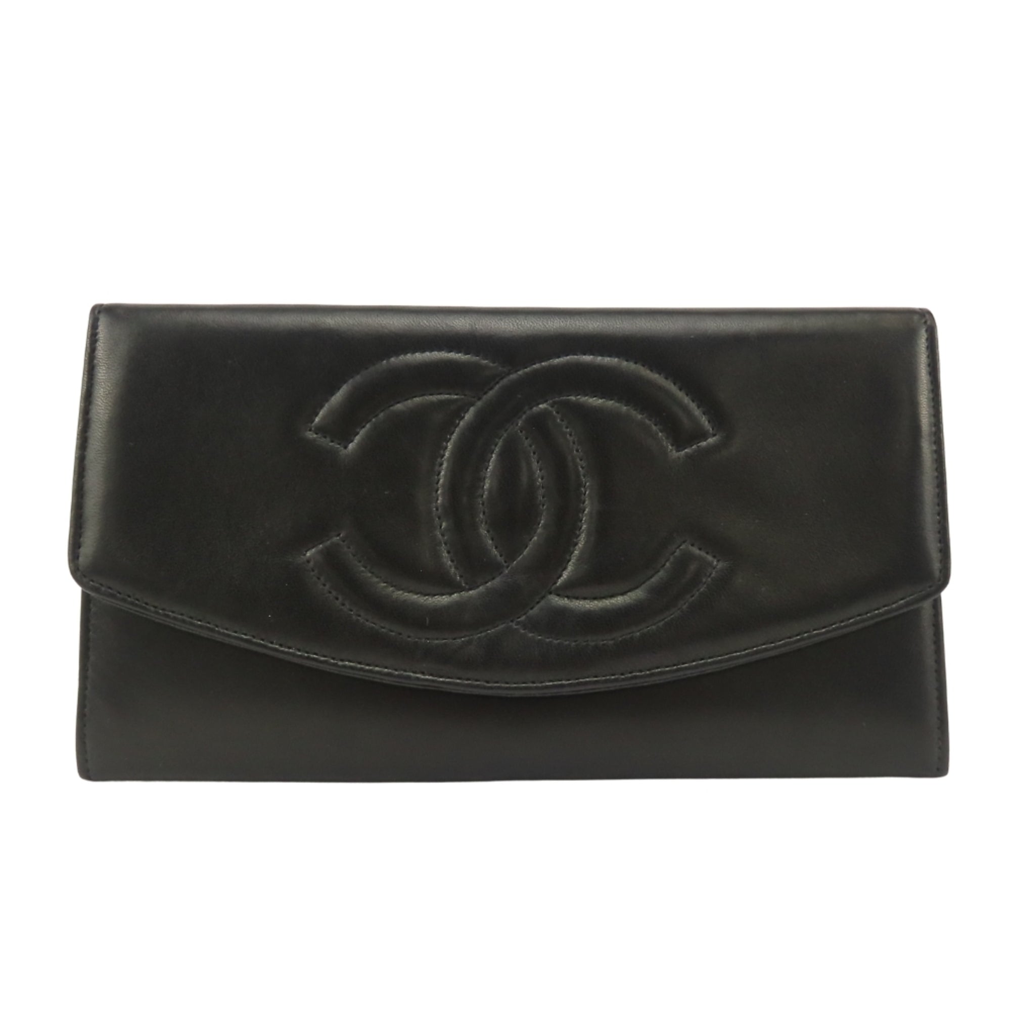 Chanel Black Leather Wallet (Bi-Fold) (Pre-Owned)