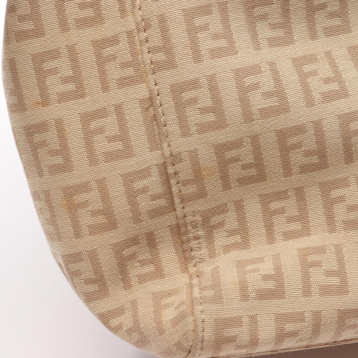 Fendi Zucchino Beige Canvas Leather Handbag Tote Bag (Pre-Owned)