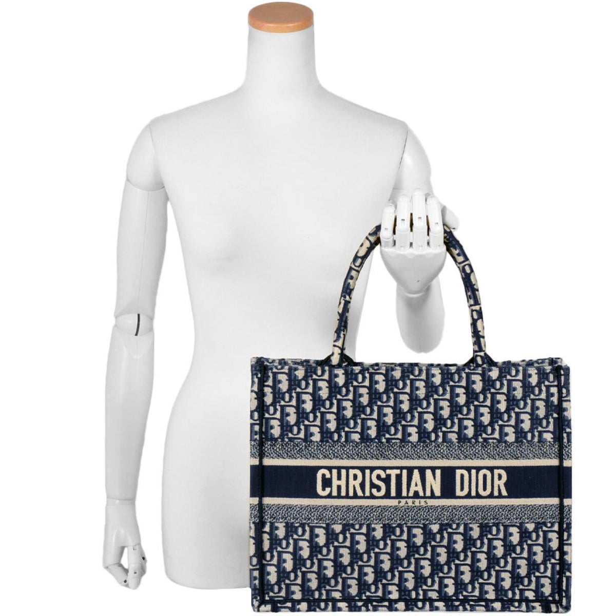 Christian Dior Navy Canvas Handbag Tote Bag (Pre-Owned)
