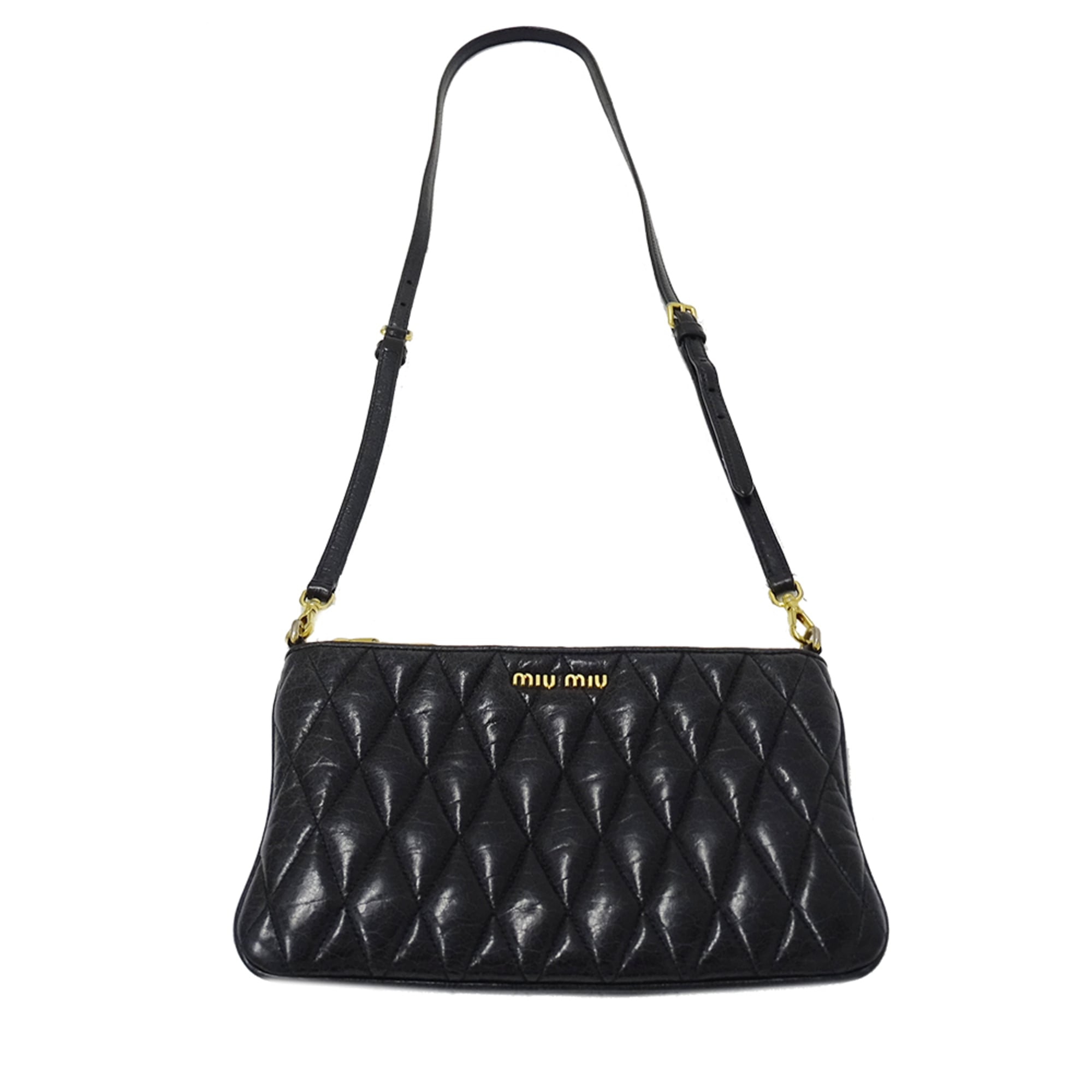 Miu Miu Black Leather Handbag Shoulder Bag (Pre-Owned)