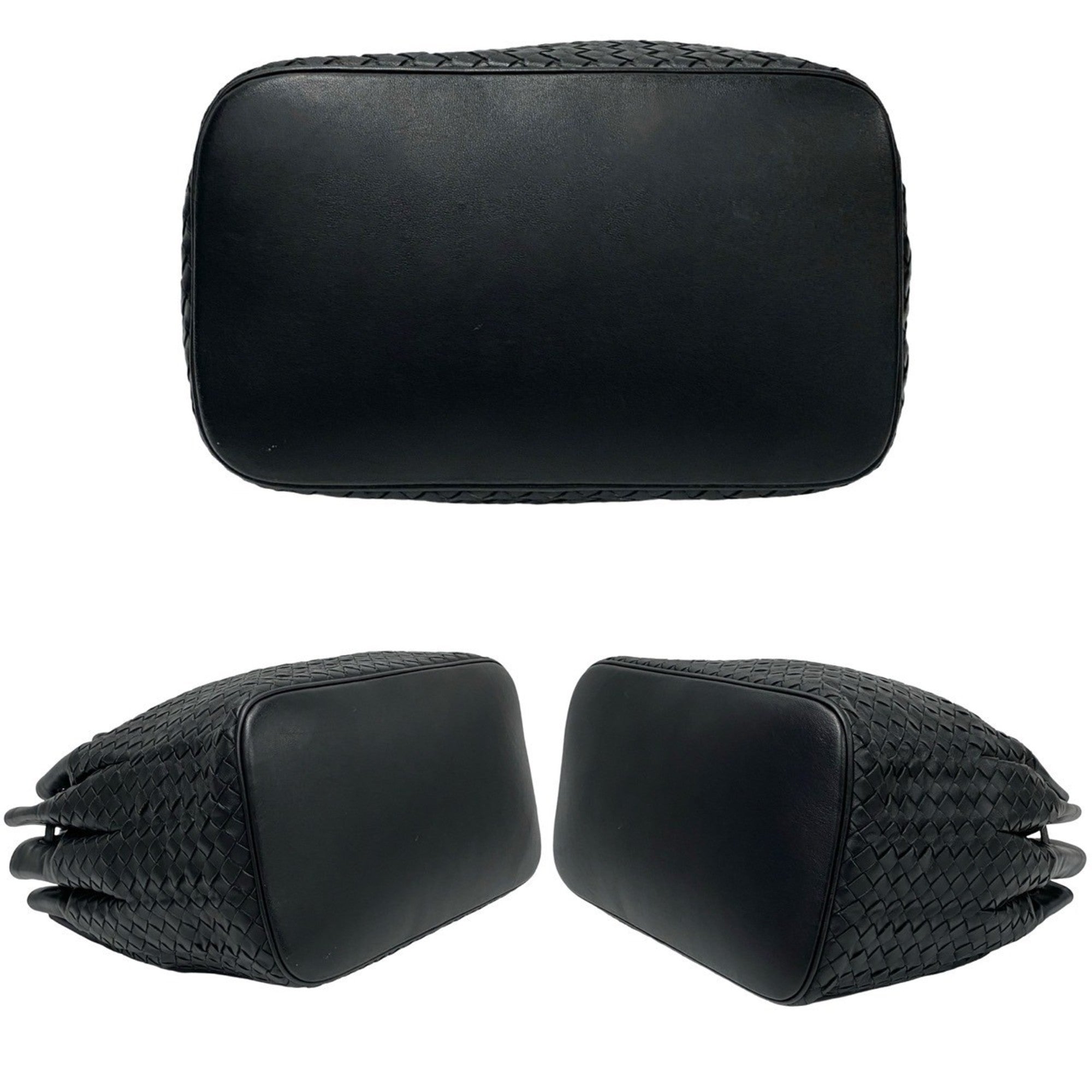 Bottega Veneta Black Leather Handbag Shoulder Bag (Pre-Owned)