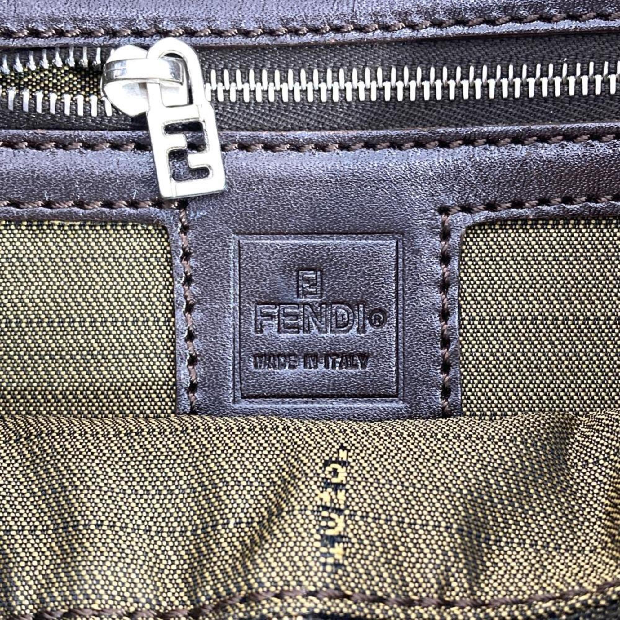 Fendi Brown Canvas Leather Shoulder Bag (Pre-Owned)