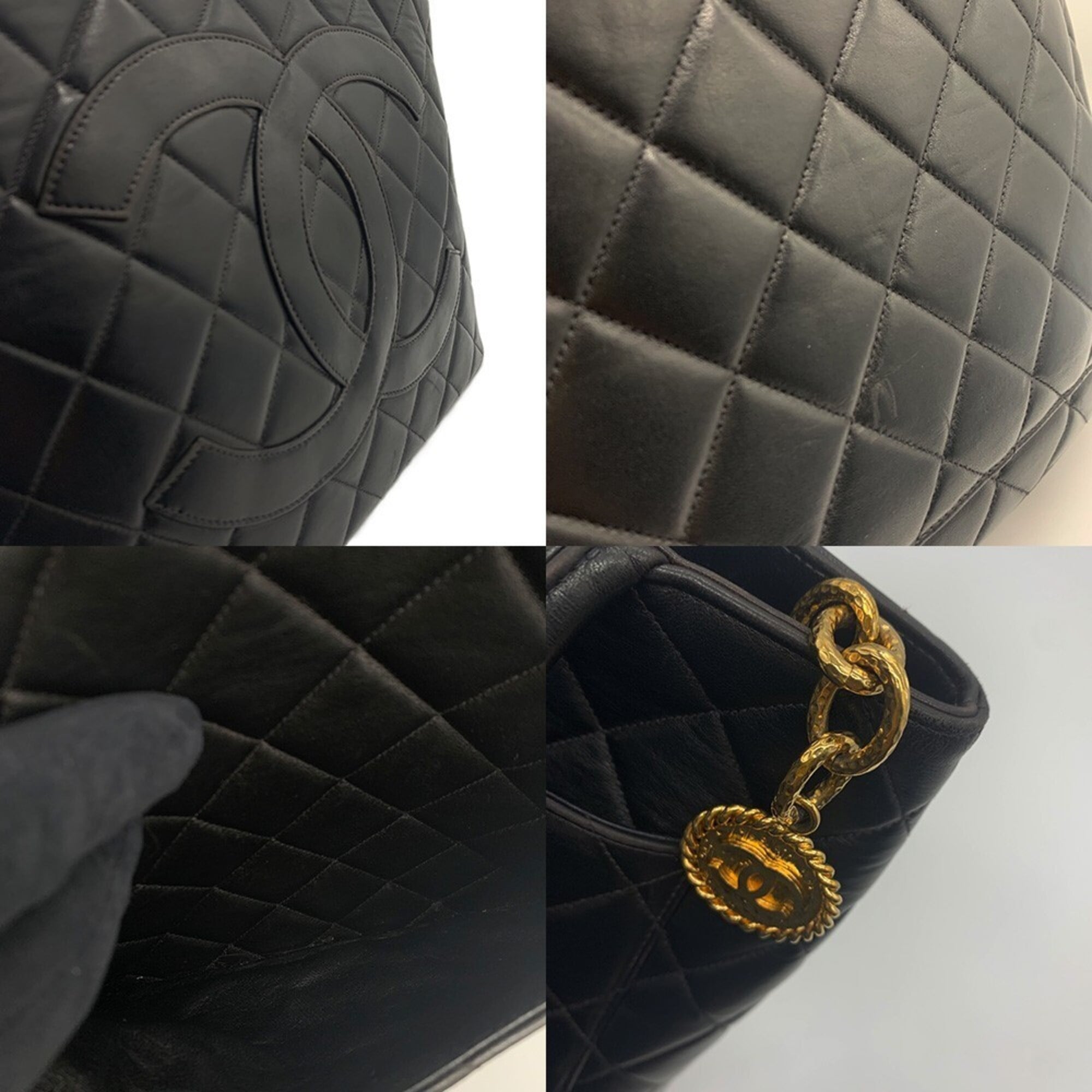Chanel Matelasse Black Leather Tote Bag (Pre-Owned)