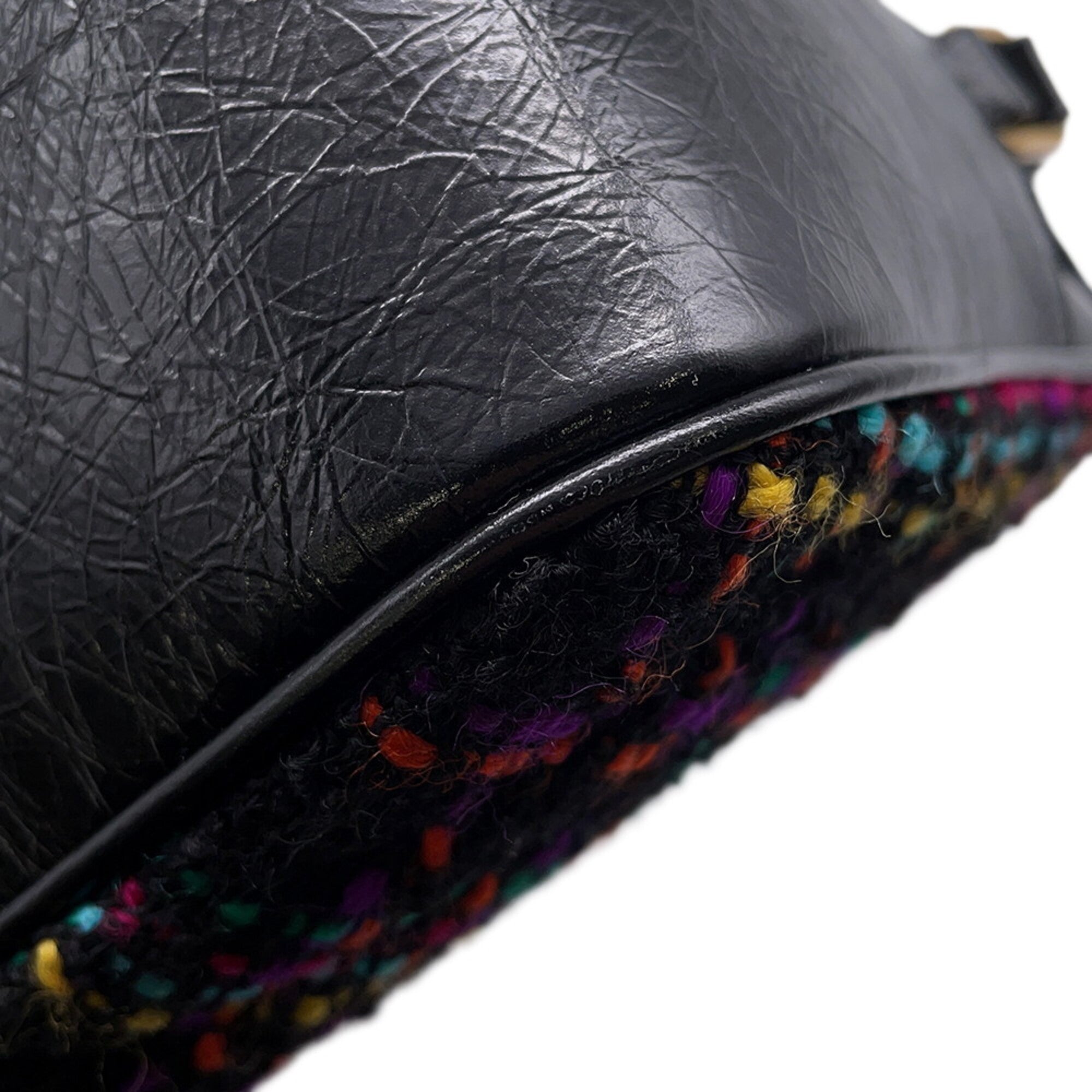 Yves Saint Laurent Black Multi-Color Tweed Handbag Shoulder Bag (Pre-Owned)
