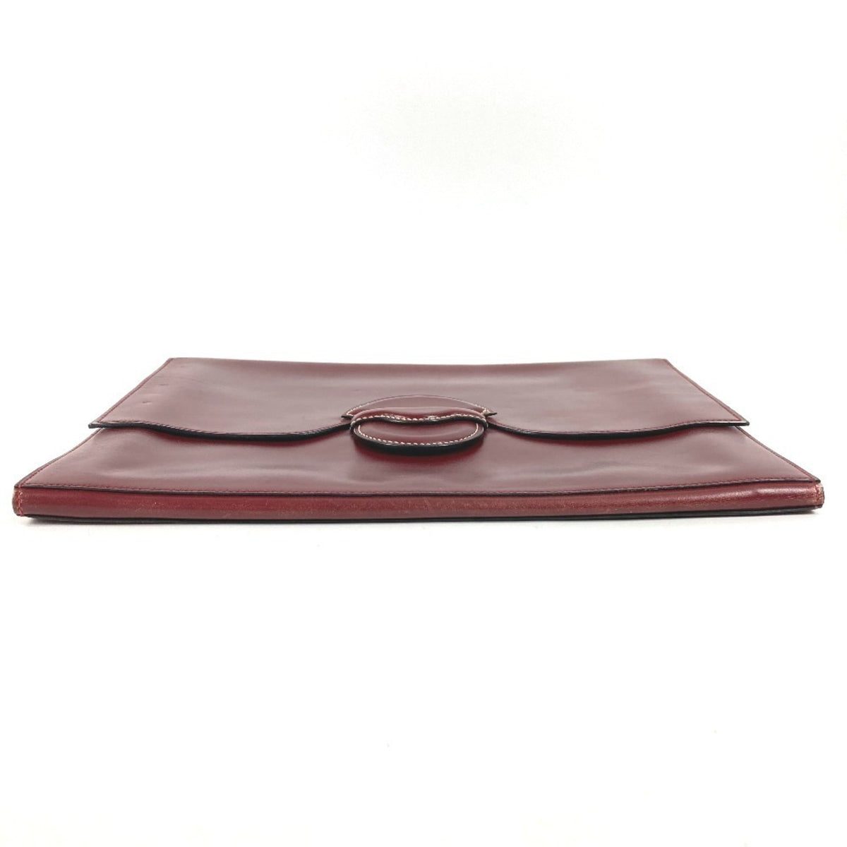 Hermes Wine Leather Clutch Bag Handbag (Pre-Owned)