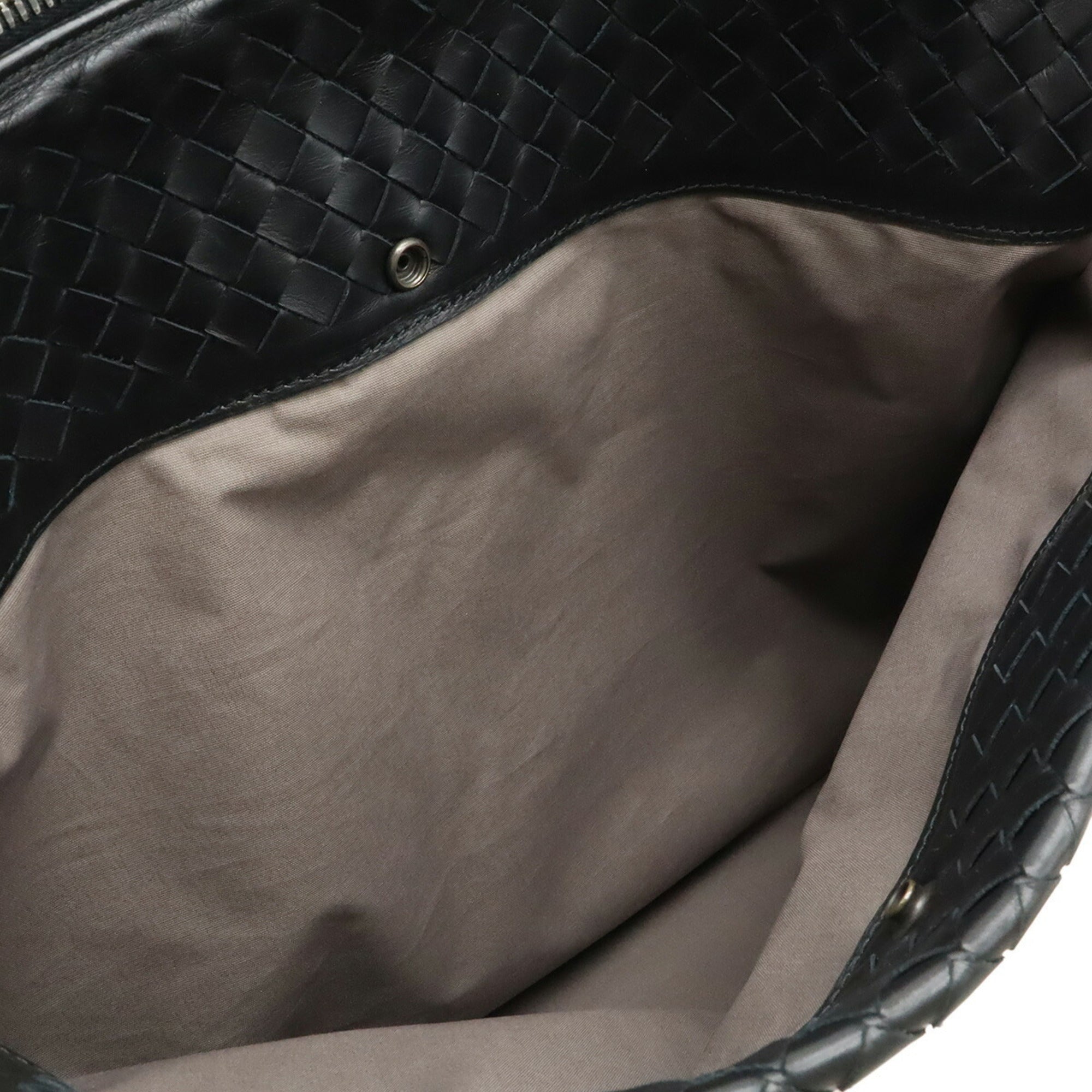Bottega Veneta Intrecciato Black Leather Handbag Shoulder Bag (Pre-Owned)