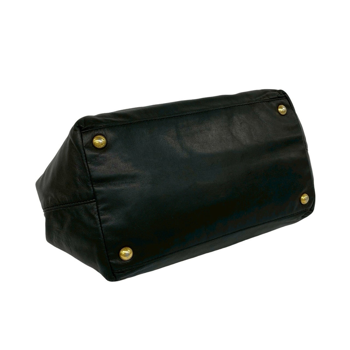 Prada Black Leather Boston Bag Handbag Tote Bag (Pre-Owned)