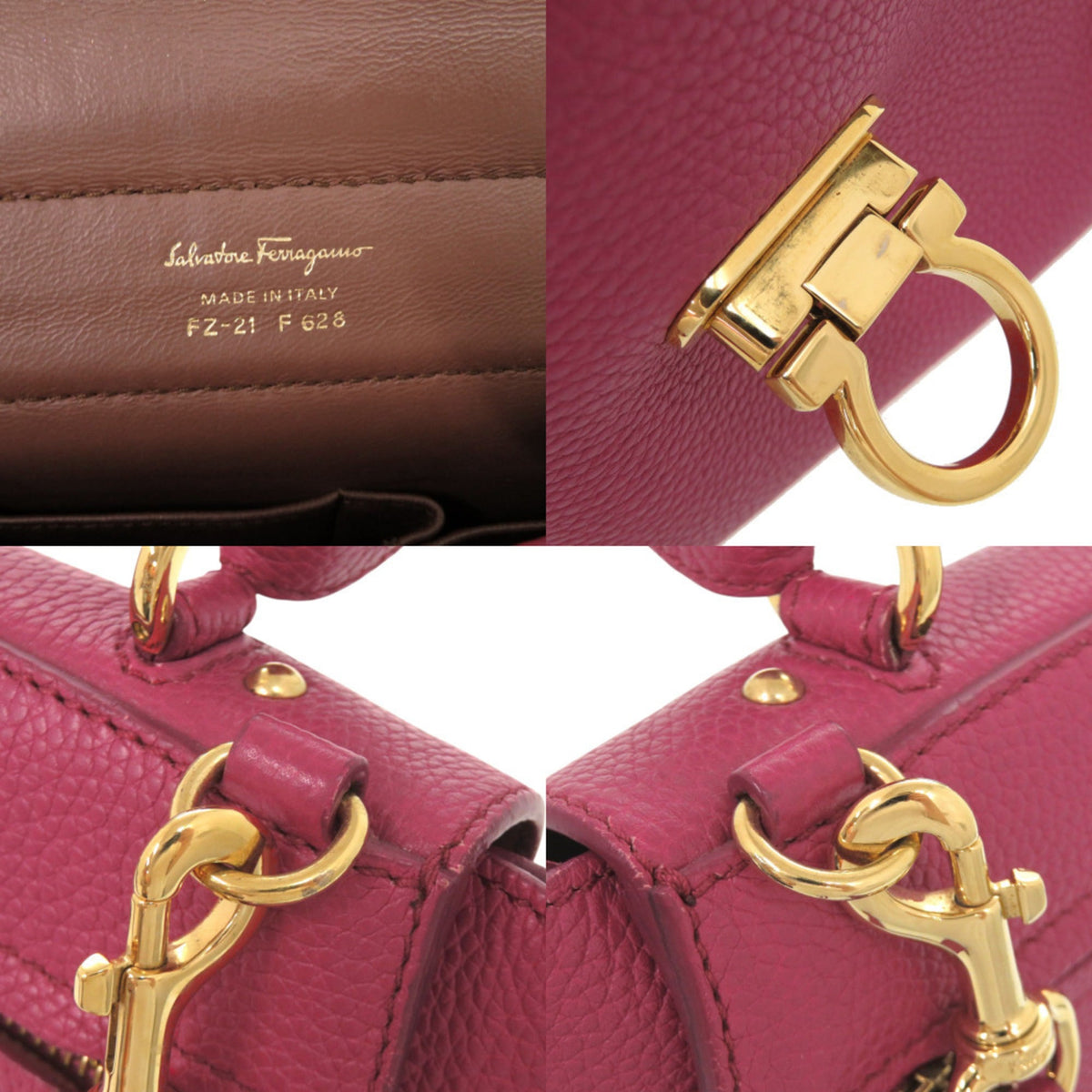 Salvatore Ferragamo Pink Leather Handbag Shoulder Bag (Pre-Owned)