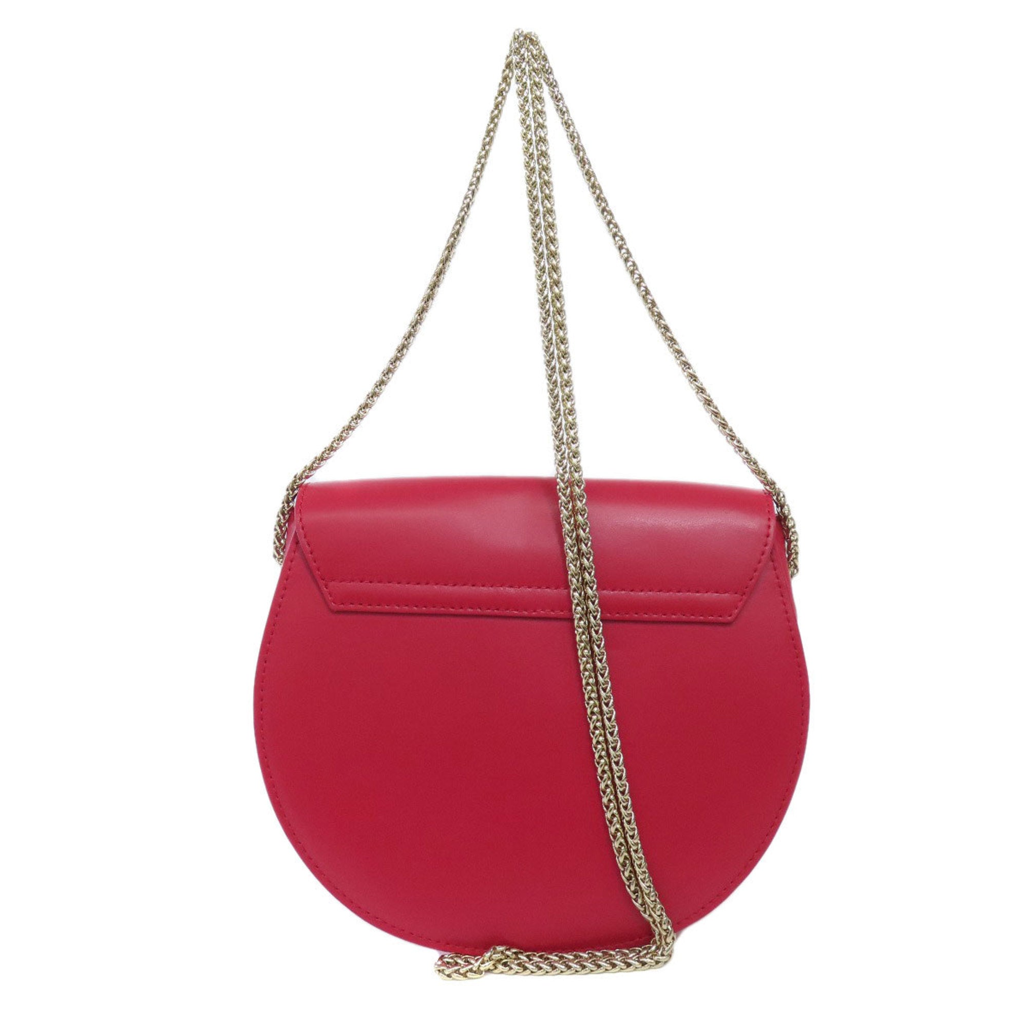 Furla Red Color Leather Shoulder Bag (Pre-Owned)