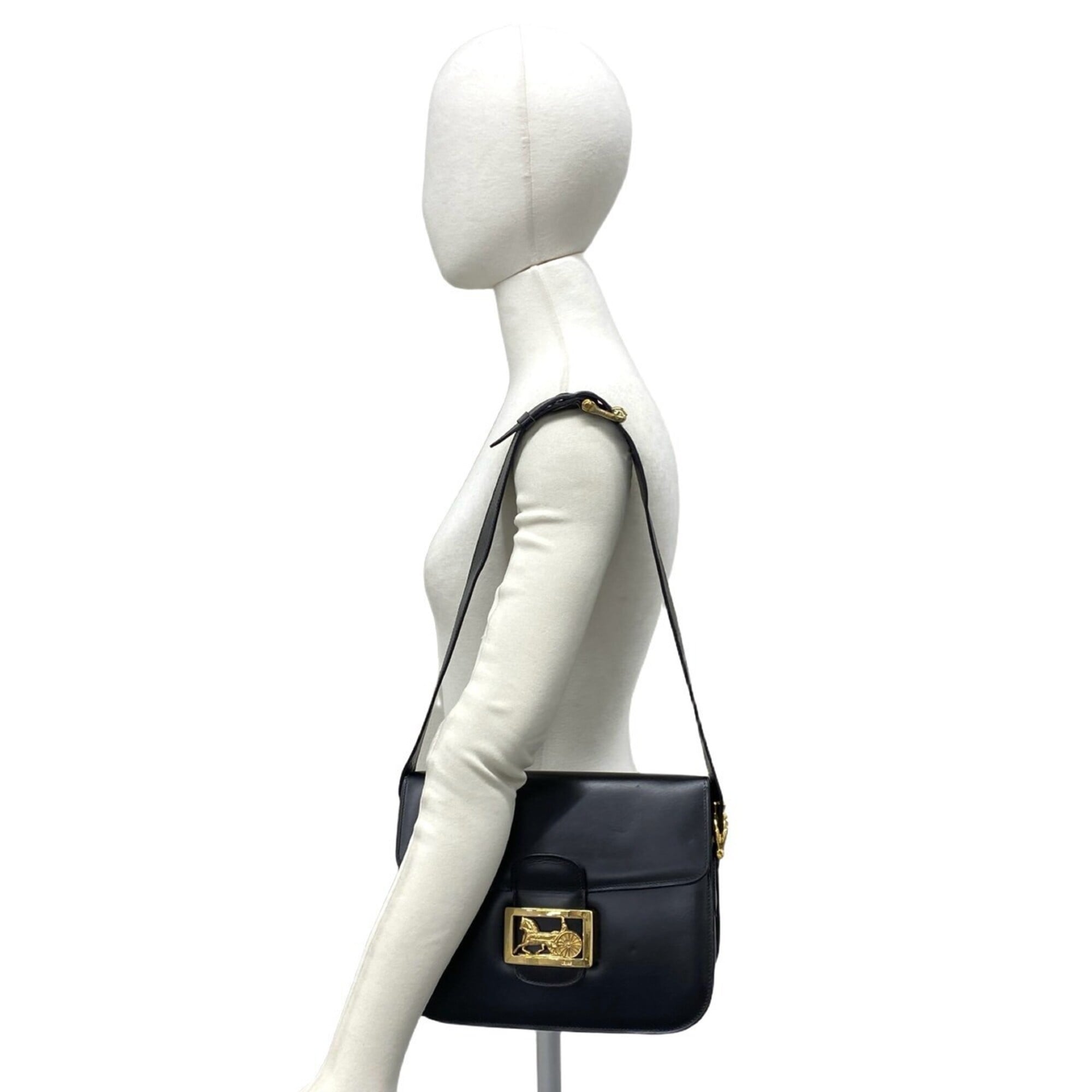 Celine Black Leather Pochette Shoulder Bag (Pre-Owned)
