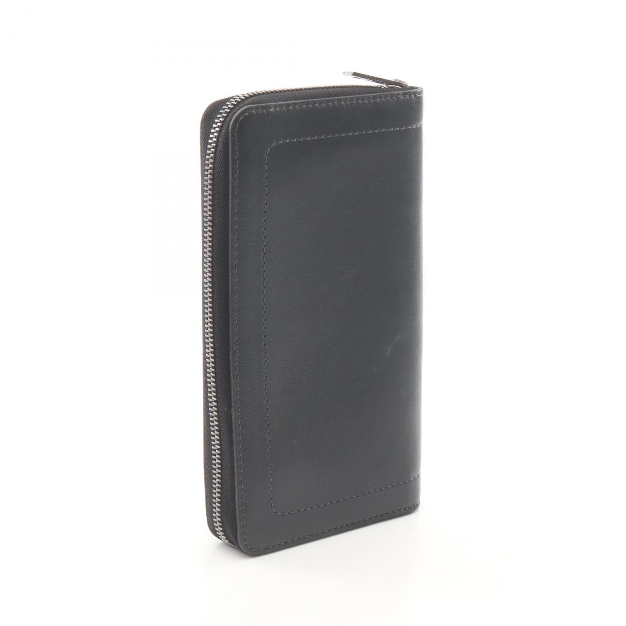 Louis Vuitton Black Leather Long Wallet (Bi-Fold) (Pre-Owned)