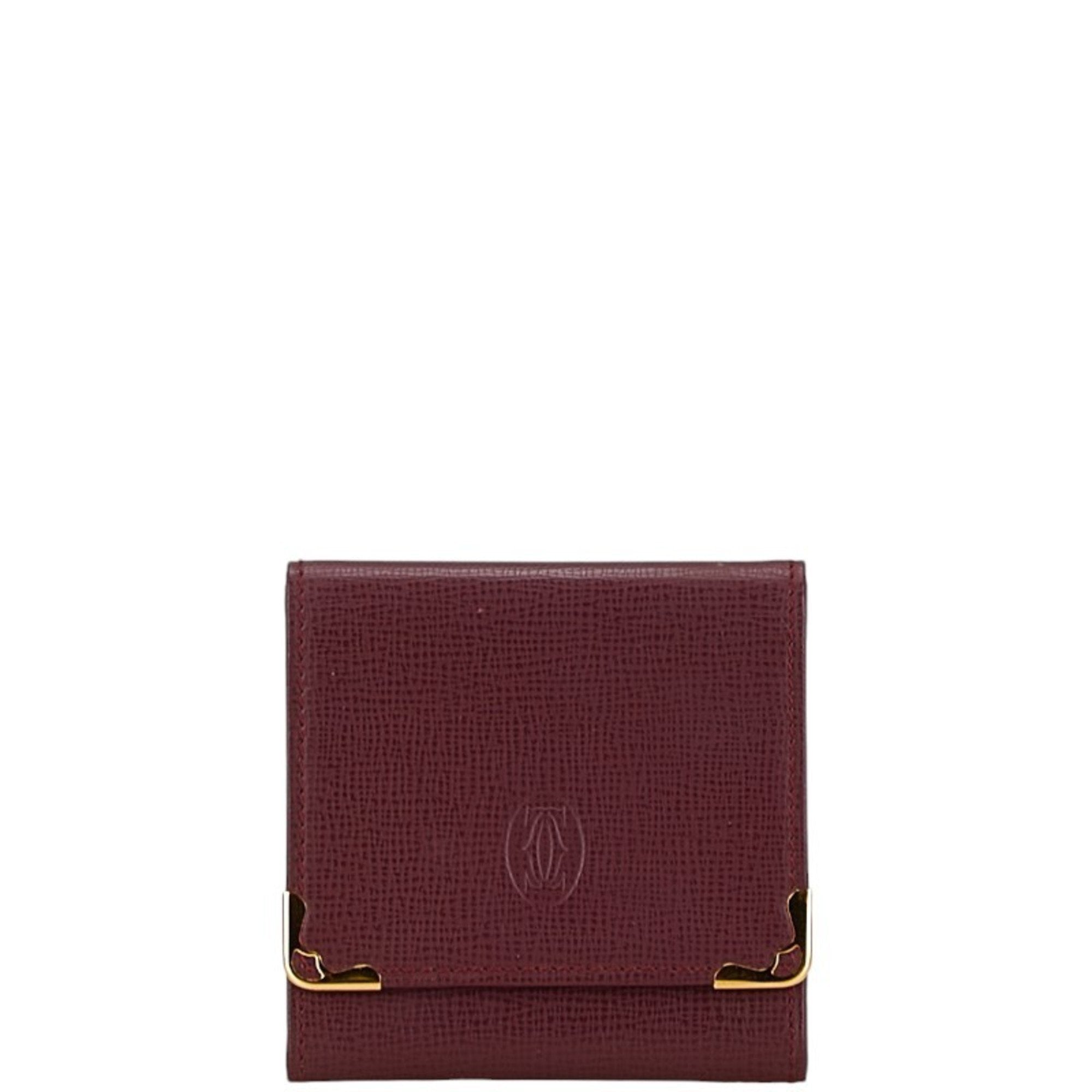 Cartier Bordeaux Wine Red Leather Coin Purse/Coin Case (Pre-Owned)