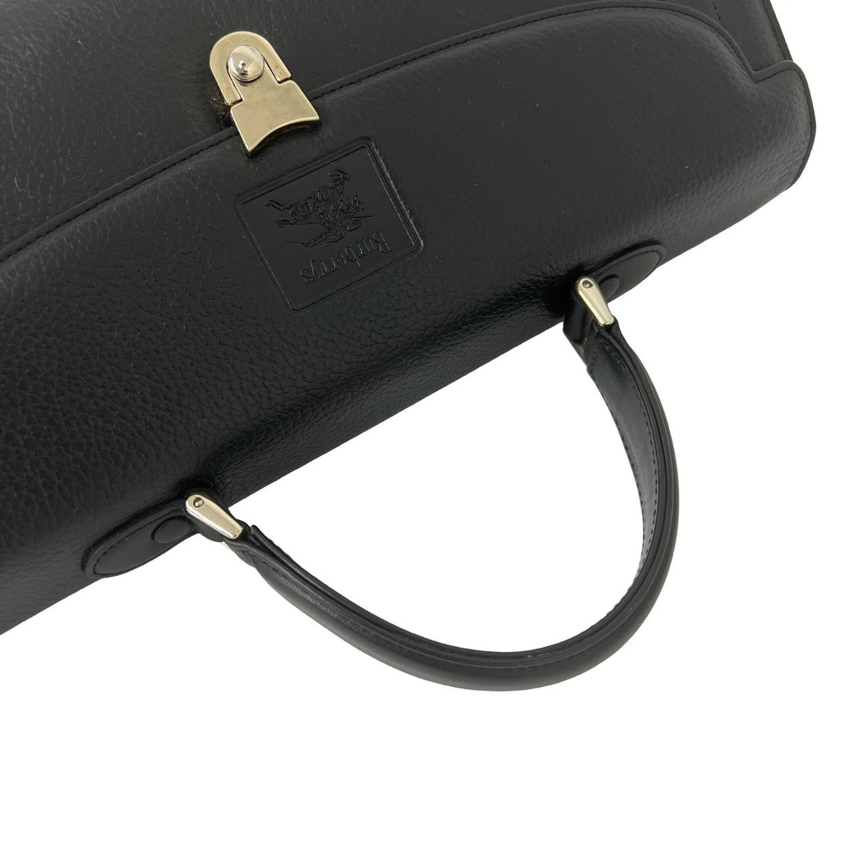 Burberry Black Leather Boston Bag Handbag (Pre-Owned)