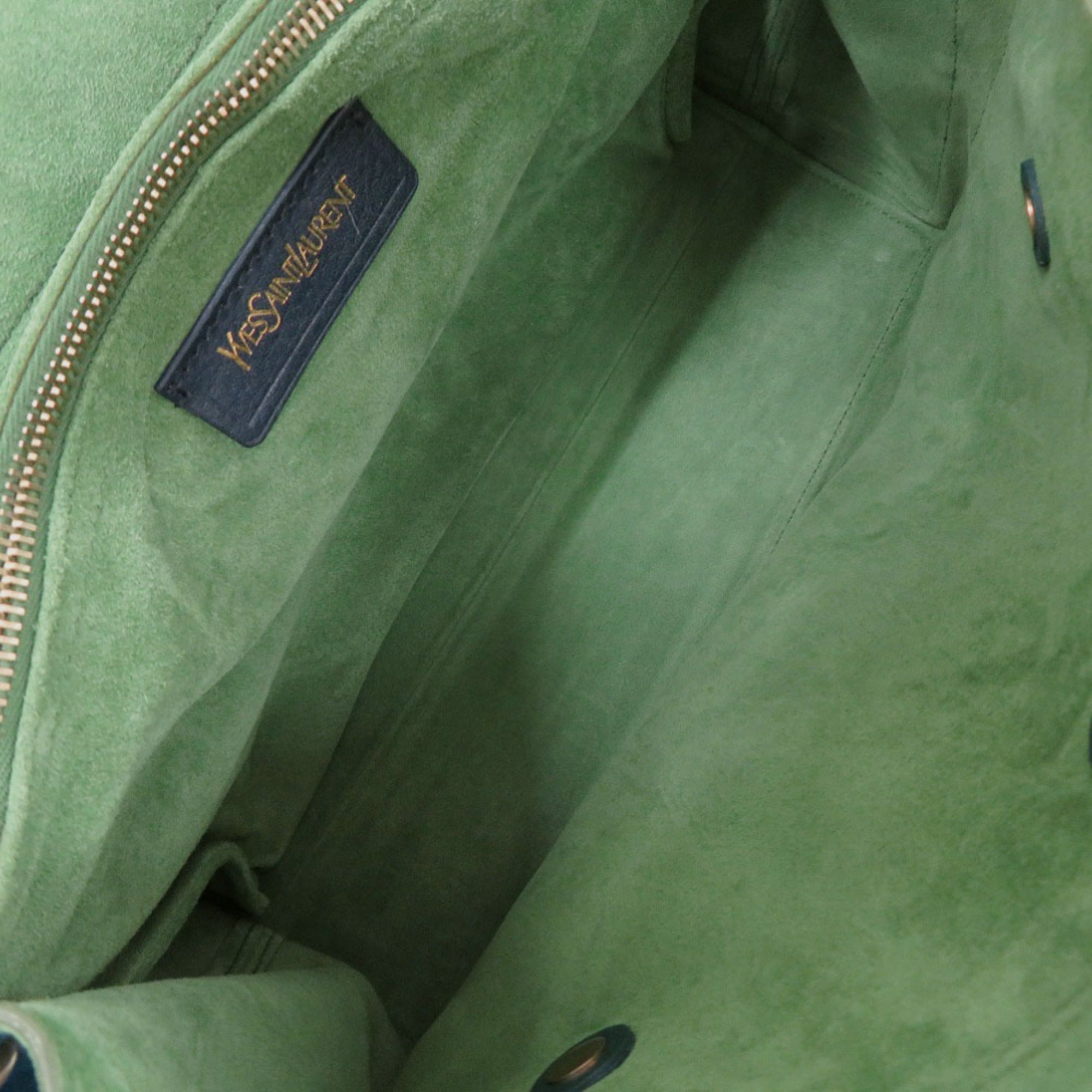 Yves Saint Laurent Blue Green Navy Leather Handbag (Pre-Owned)