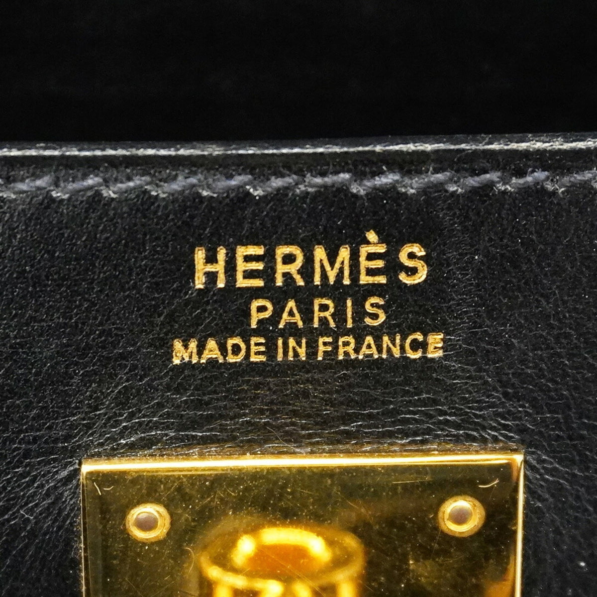 Hermes Black Box Calf Leather Handbag (Pre-Owned)