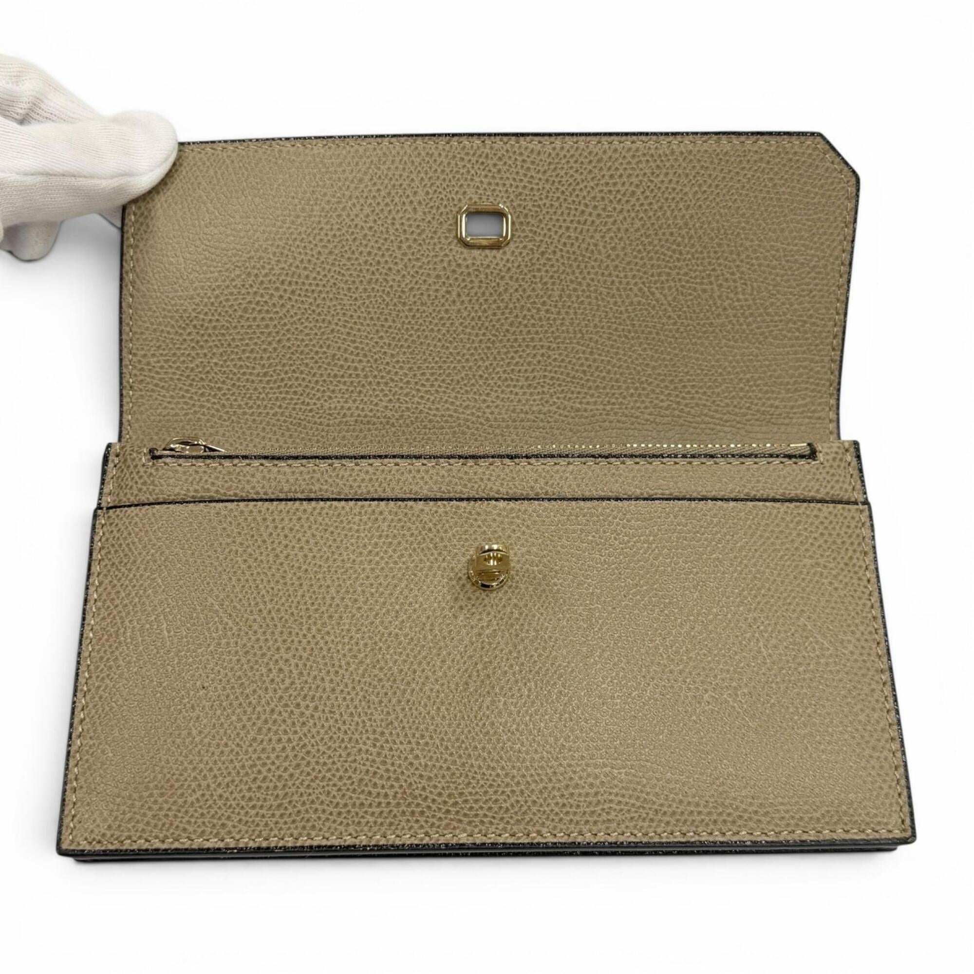 Valextra Grayish Leather Long Wallet (Bi-Fold) (Pre-Owned)