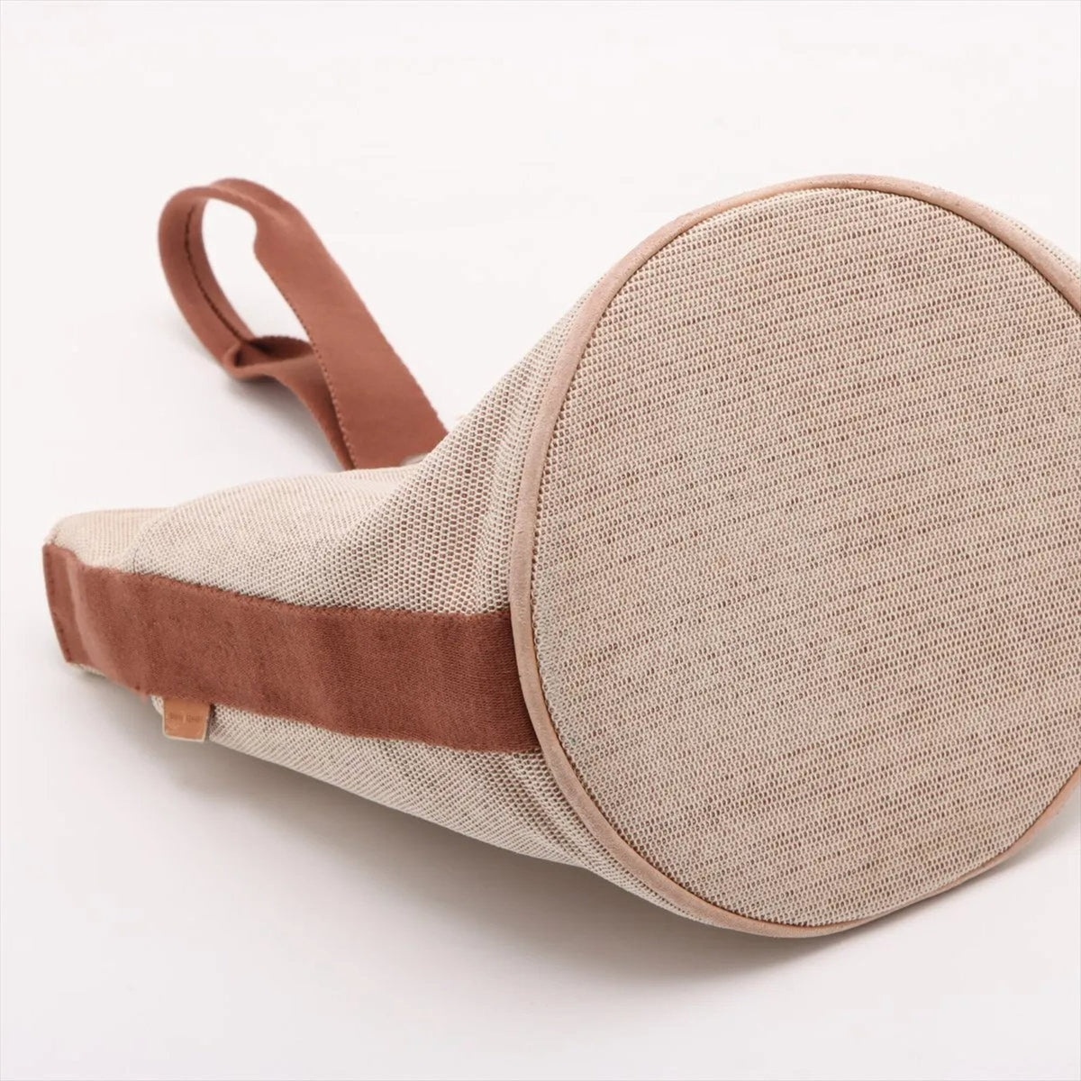 Hermes Beige Leather Canvas Handbag (Pre-Owned)