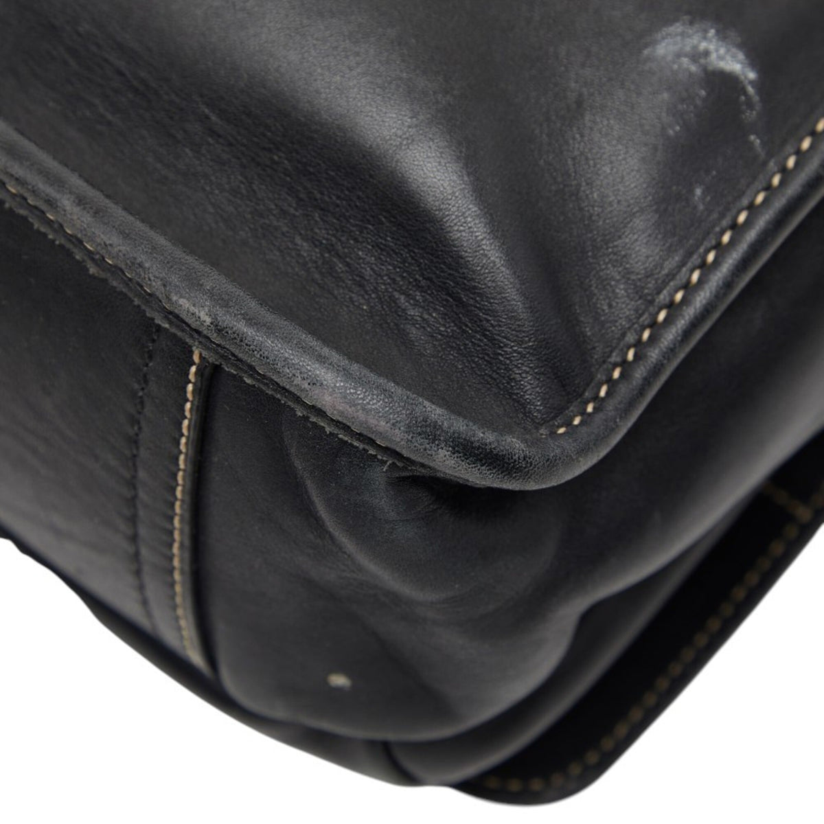 Coach Black Leather Messenger Bag Shoulder Bag (Pre-Owned)