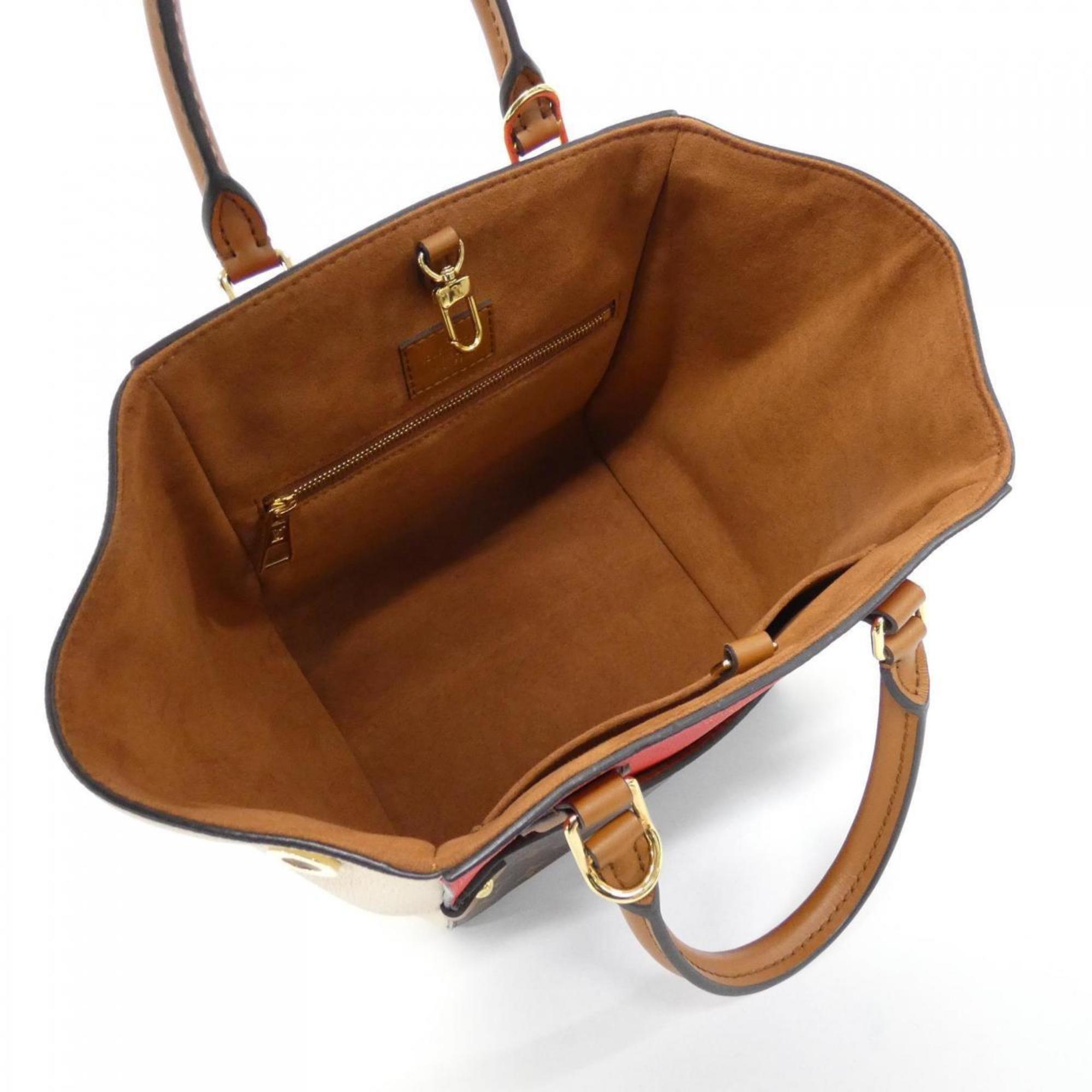 Louis Vuitton Black Cerise Cream Leather Coated Canvas Handbag (Pre-Owned)