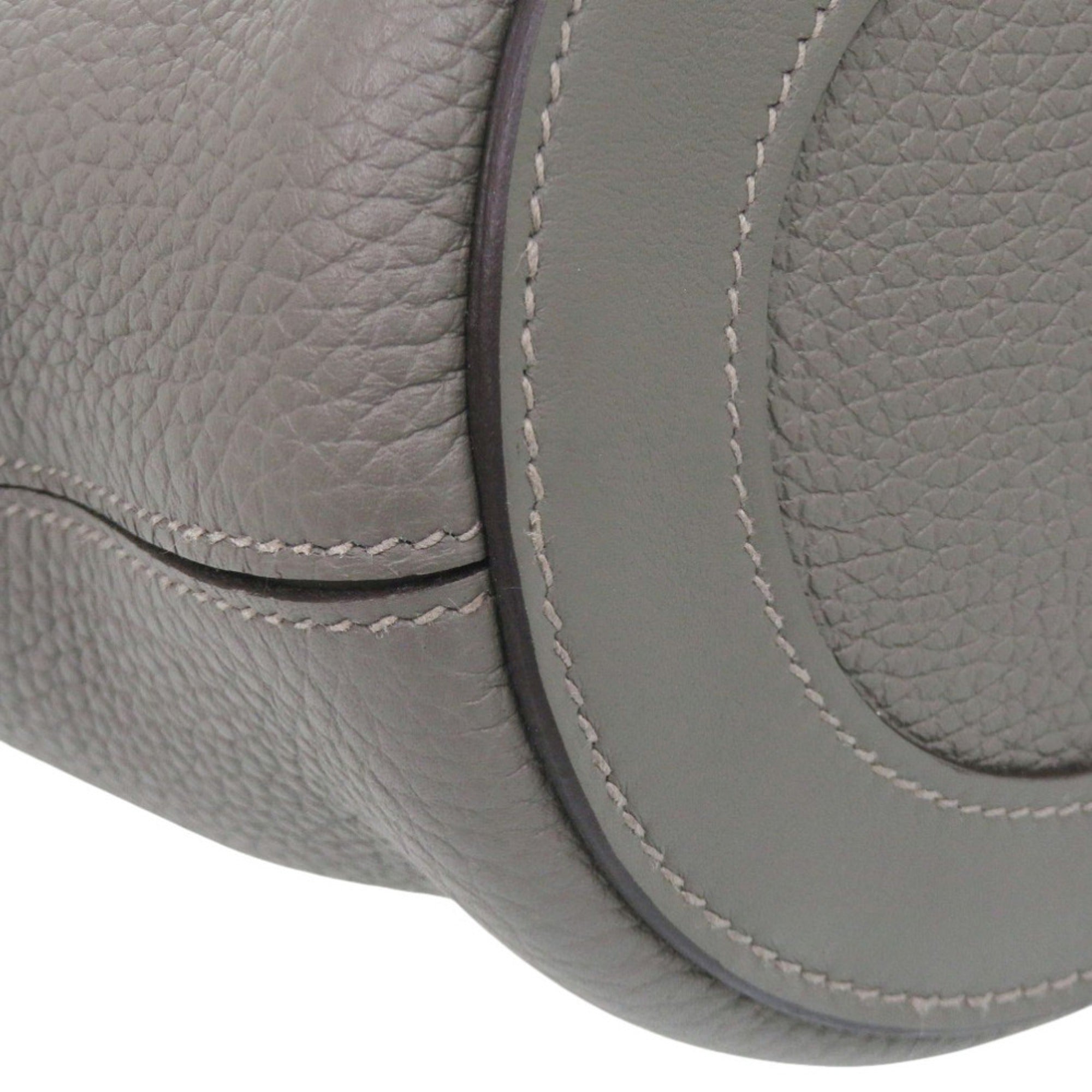 Hermes Gray Taurillon Clemence Leather Swift Leather Handbag (Pre-Owned)