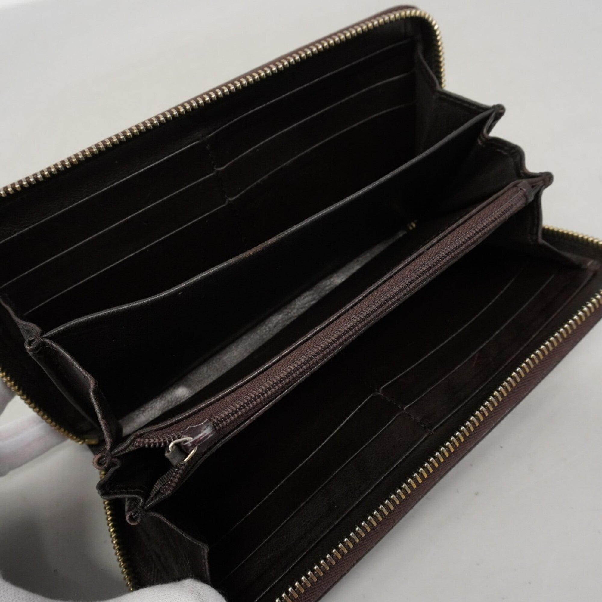 Gucci Dark Brown Leather Long Wallet (Bi-Fold) (Pre-Owned)