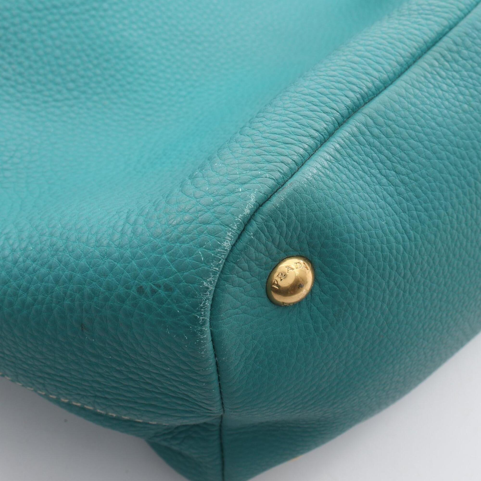 Prada Green Leather Handbag Tote Bag (Pre-Owned)